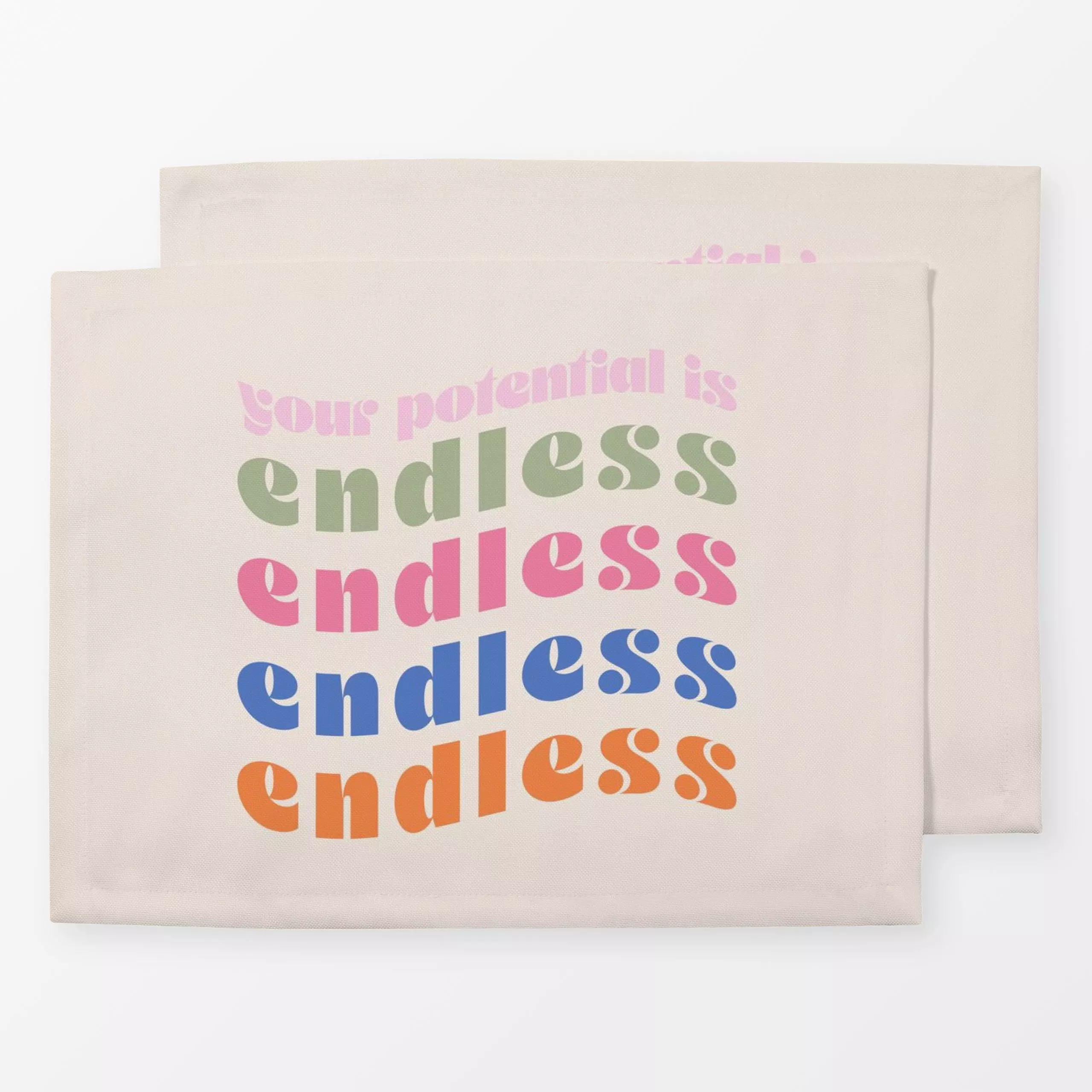 Tischset Potential - Sprüche & Schriftzüge - von „Kruth Design"; Regenbogen, Zitate und Slogans, bunt, spruch, Spruchkissen,...