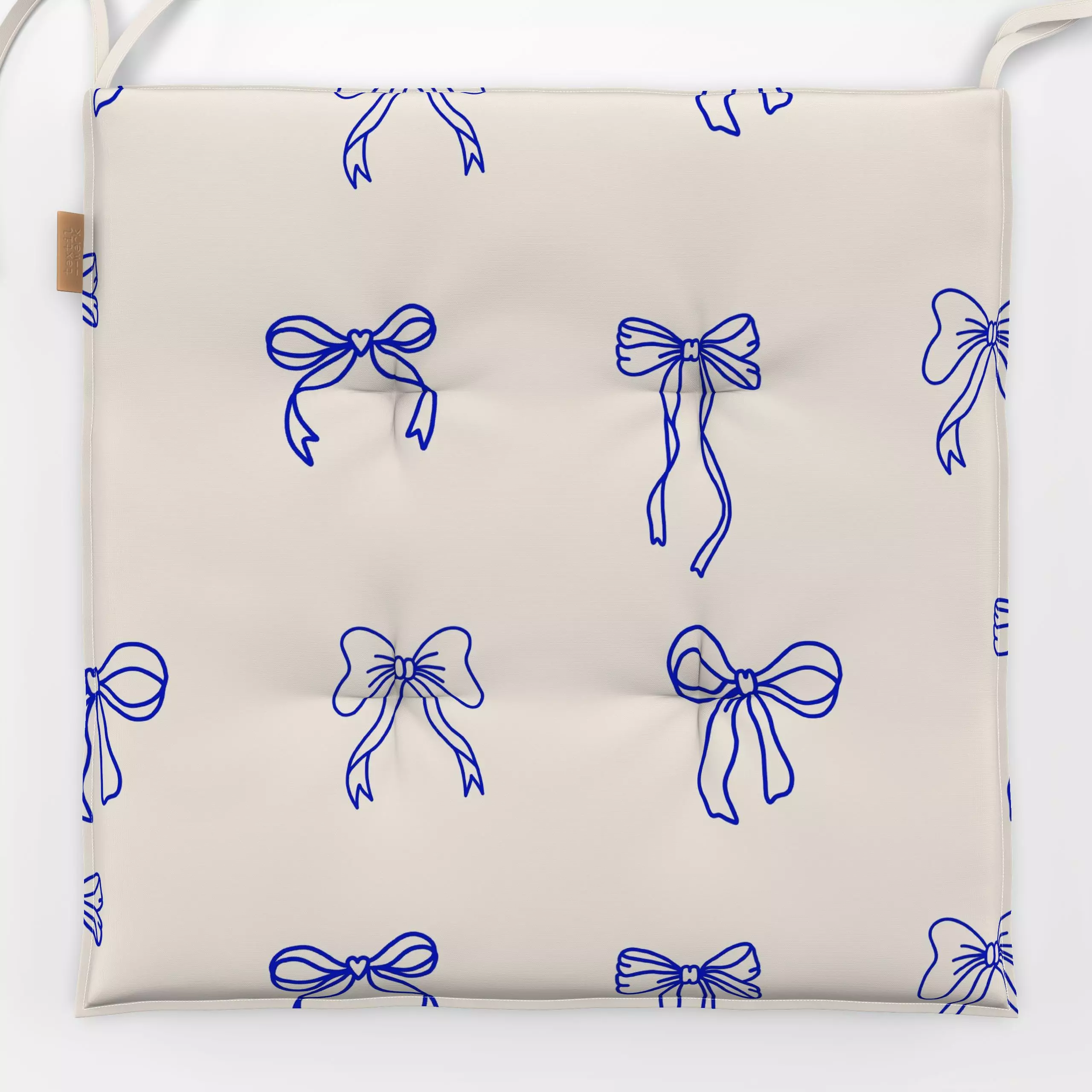 Sitzkissen Schleifen Blau - Frühling, Anlässe - von „textilwerk"; Illustration, trend, geschenkidee, minimalistisch, schlich...