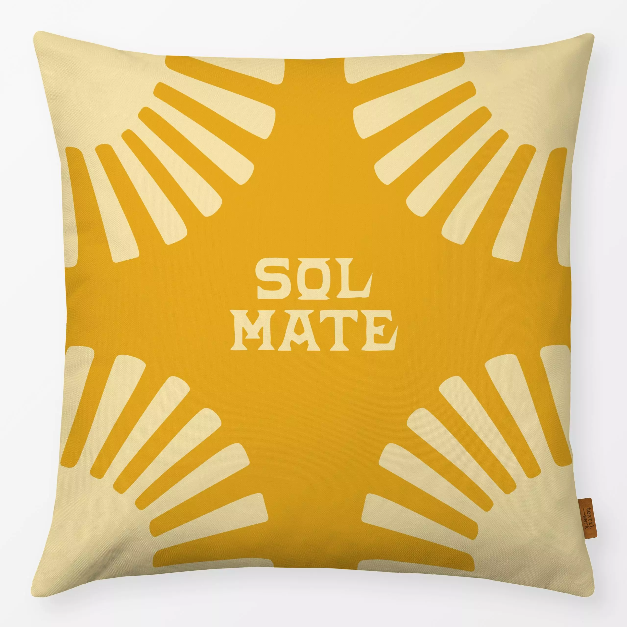 Kissen Sol Mate 2 Wendemotiv - Sommer, Sprüche & Schriftzüge - von „textilwerk"; boho, hippie, Retro, Sonne, oriental, texti...