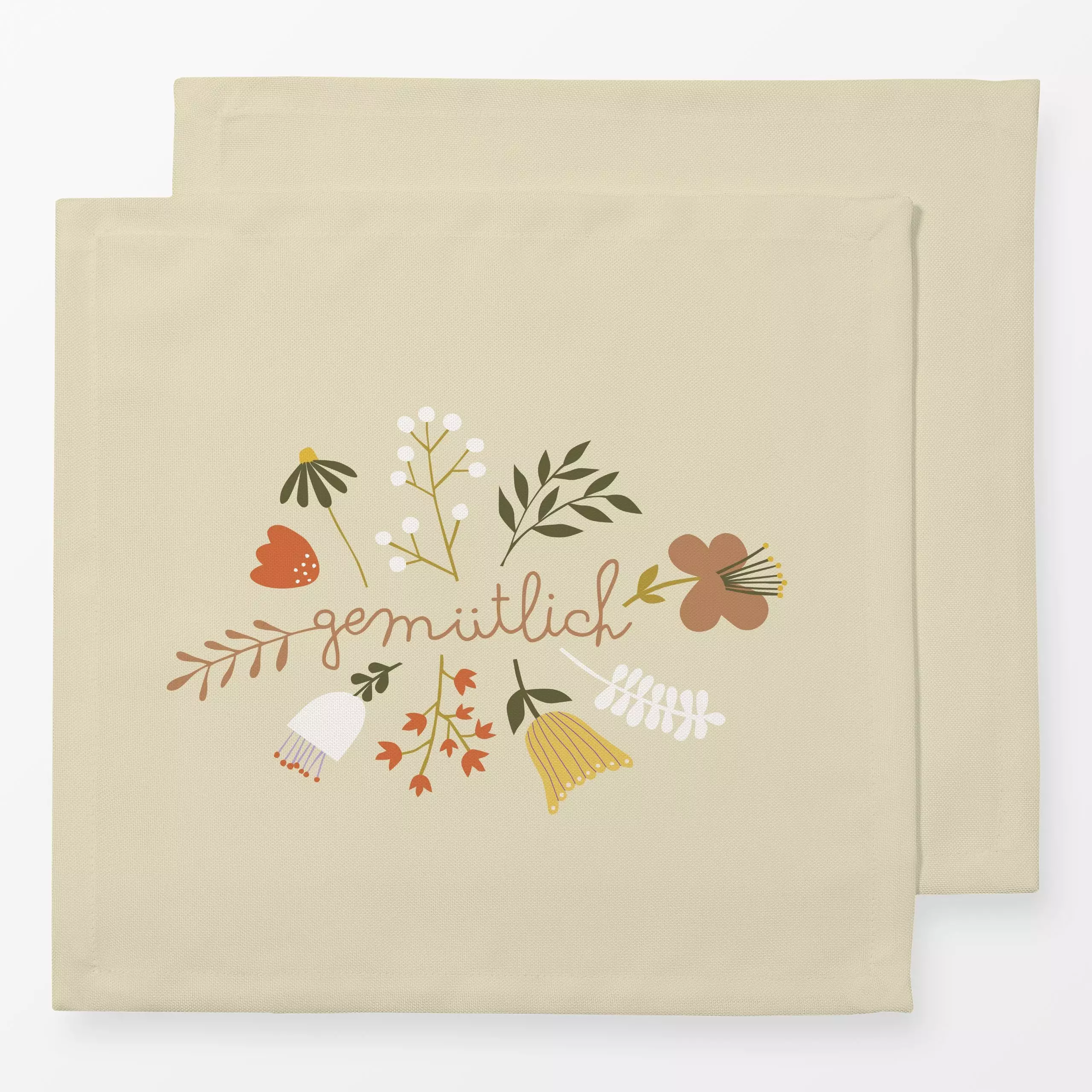 Servietten Gemütlich - Herbst, Pflanzen & Botanik - von „Kerstin Ax"; Blumen, Beeren, Blüten, typografie, Herbst, Herbstdeko...