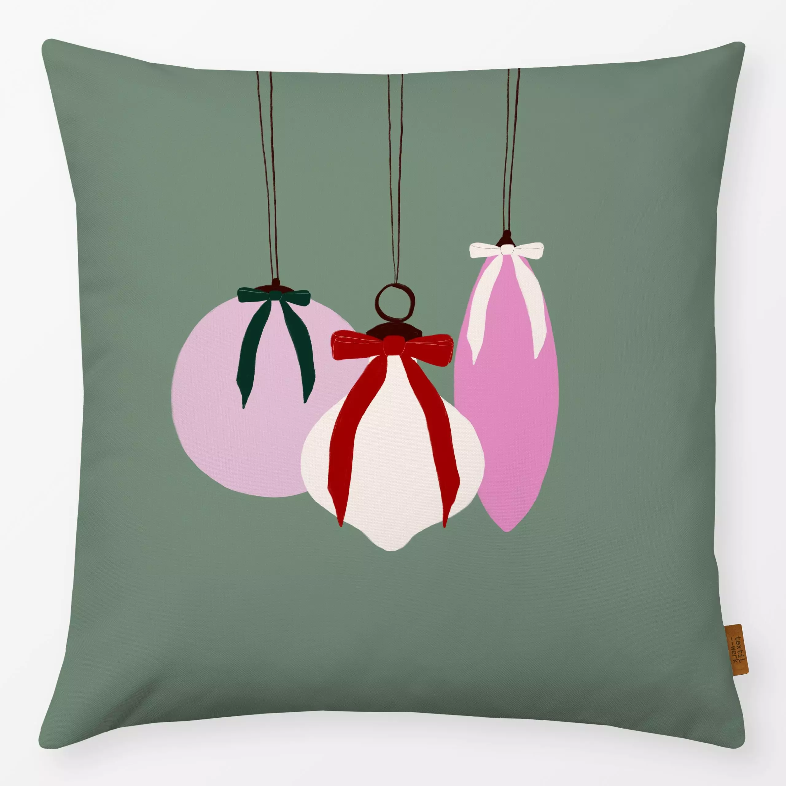 Kissen Baumkugeln Grün - Weihnachten, Anlässe - von „Sophie Augustin Illustration"; Weihnachtsbaum, Weihnachten, weihnachtli...
