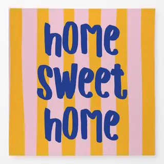 Tischdecke home sweet home gelb rosa