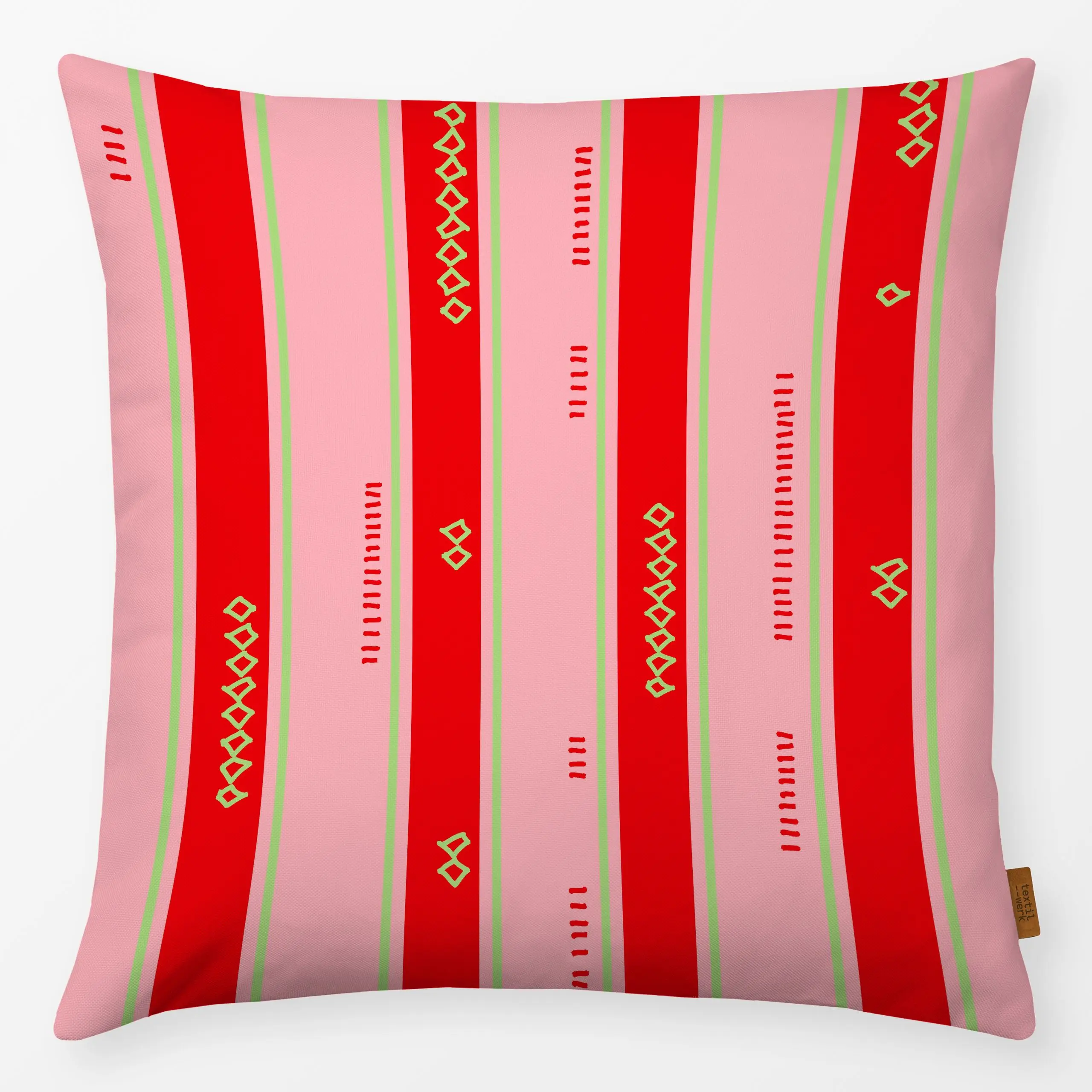 Kissen Allover Stripes Pink - Sommer, Symbole & Muster - von „Kruth Design"; bunt, gestreift, Balkon, Gartendeko, kruthdesig...