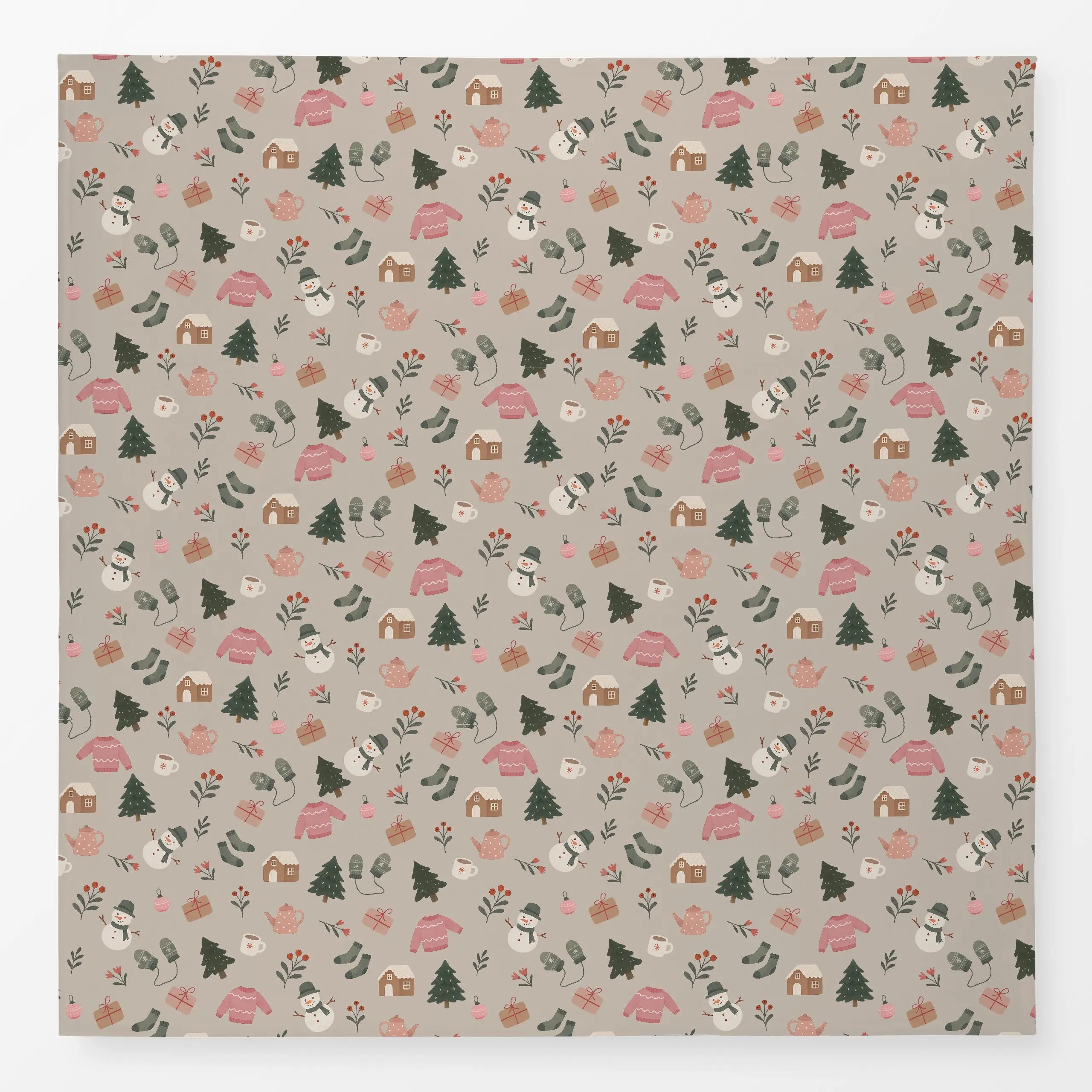 Tischdecke Ganz viel Weihnachten beige - Weihnachten, Winter - von „Studio Kesse"; Tannenbaum, Weihnachten, weihnachtlich, S...