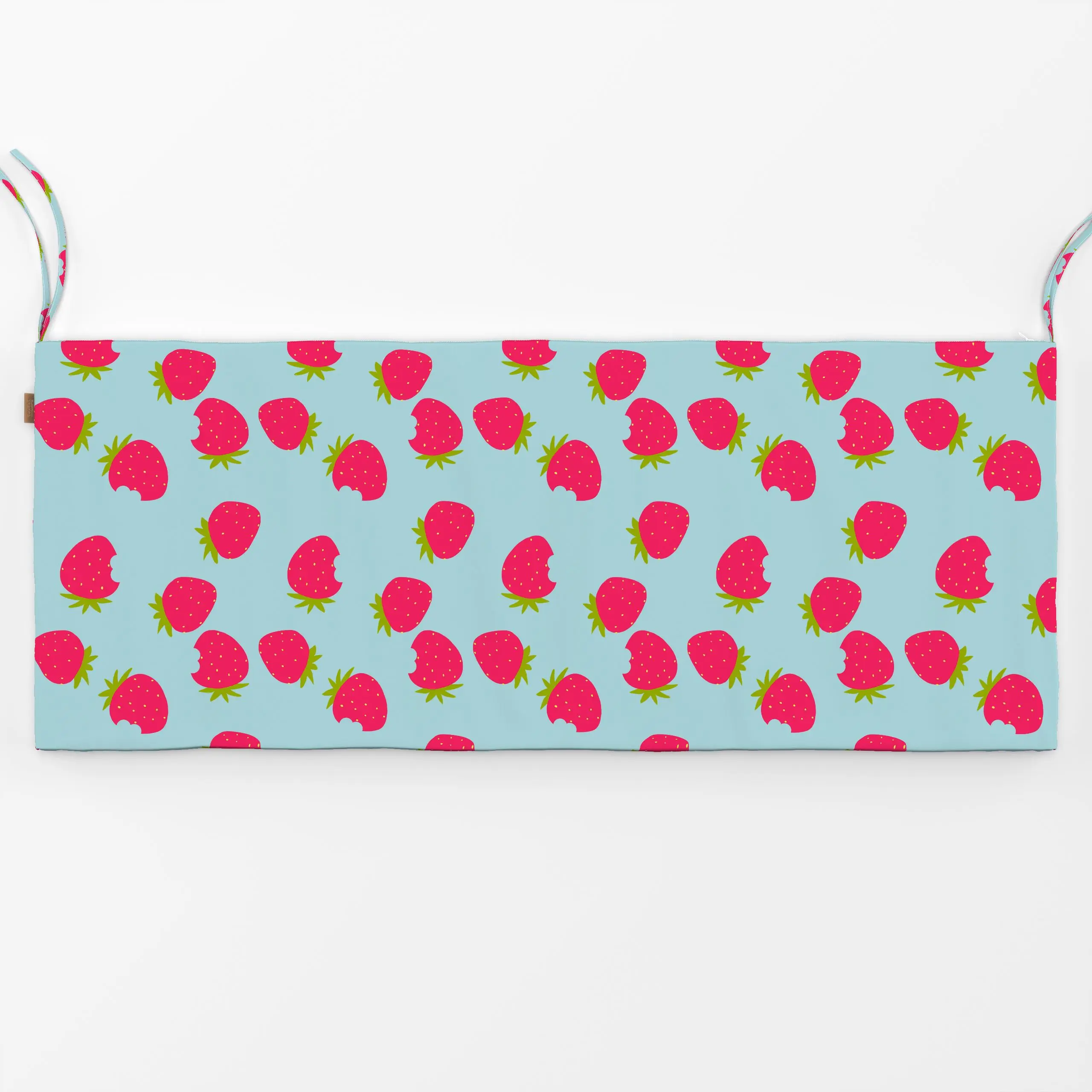 Bankauflage Erdbeeren Muster blau - Sommer, Früchte - von „Julia Reyelt"; Frucht, Obst, Obstsalat, Muster, Garten, Erdbeeren...