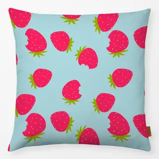 Kissen Erdbeeren Muster blau