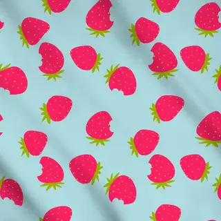 Meterware Erdbeeren Muster blau