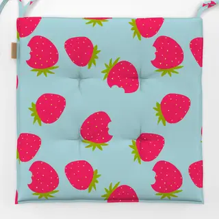 Sitzkissen Erdbeeren Muster blau