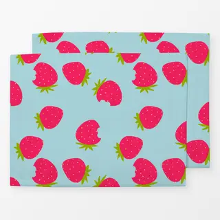 Tischset Erdbeeren Muster blau