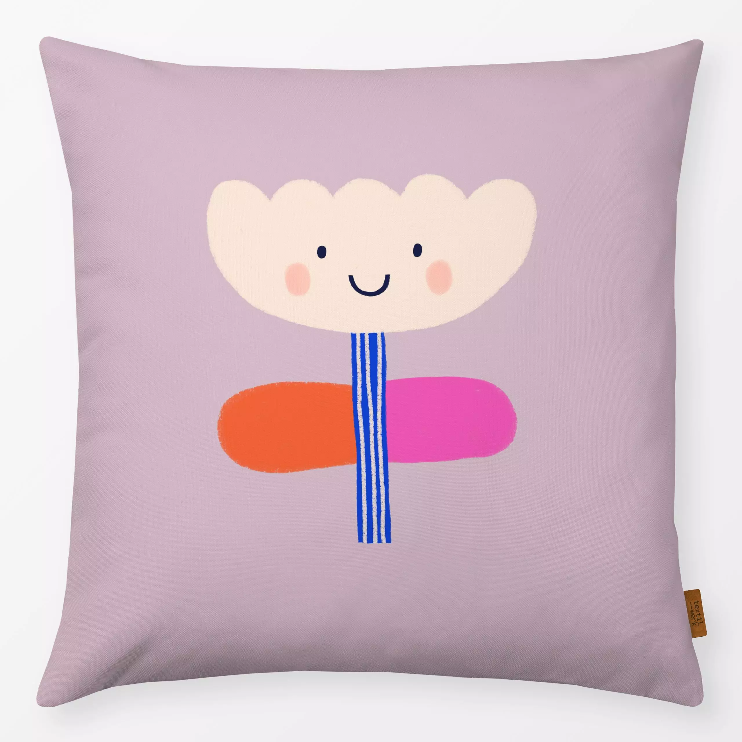 Kissen Blume mit Gesicht - Kinderzimmer & Motive für Kinder, Pflanzen & Botanik, Anlässe - von „Maren Gross "; Illustration,...