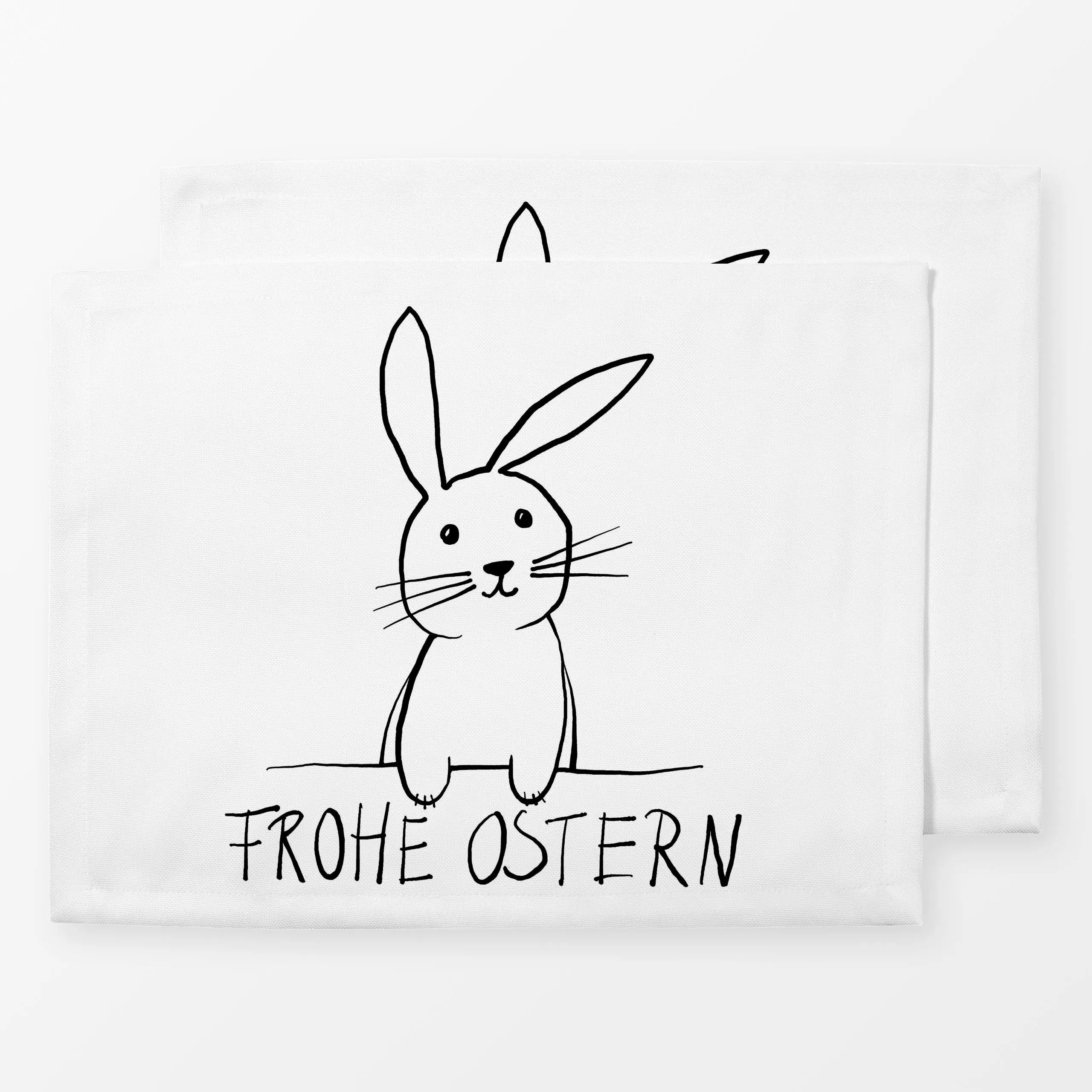 Tischset Frohe Ostern - Frühling, Tiere, Sprüche & Schriftzüge - von „Andrea Haase"; Zeichnung, Hase, niedlich, Kaninchen, O...