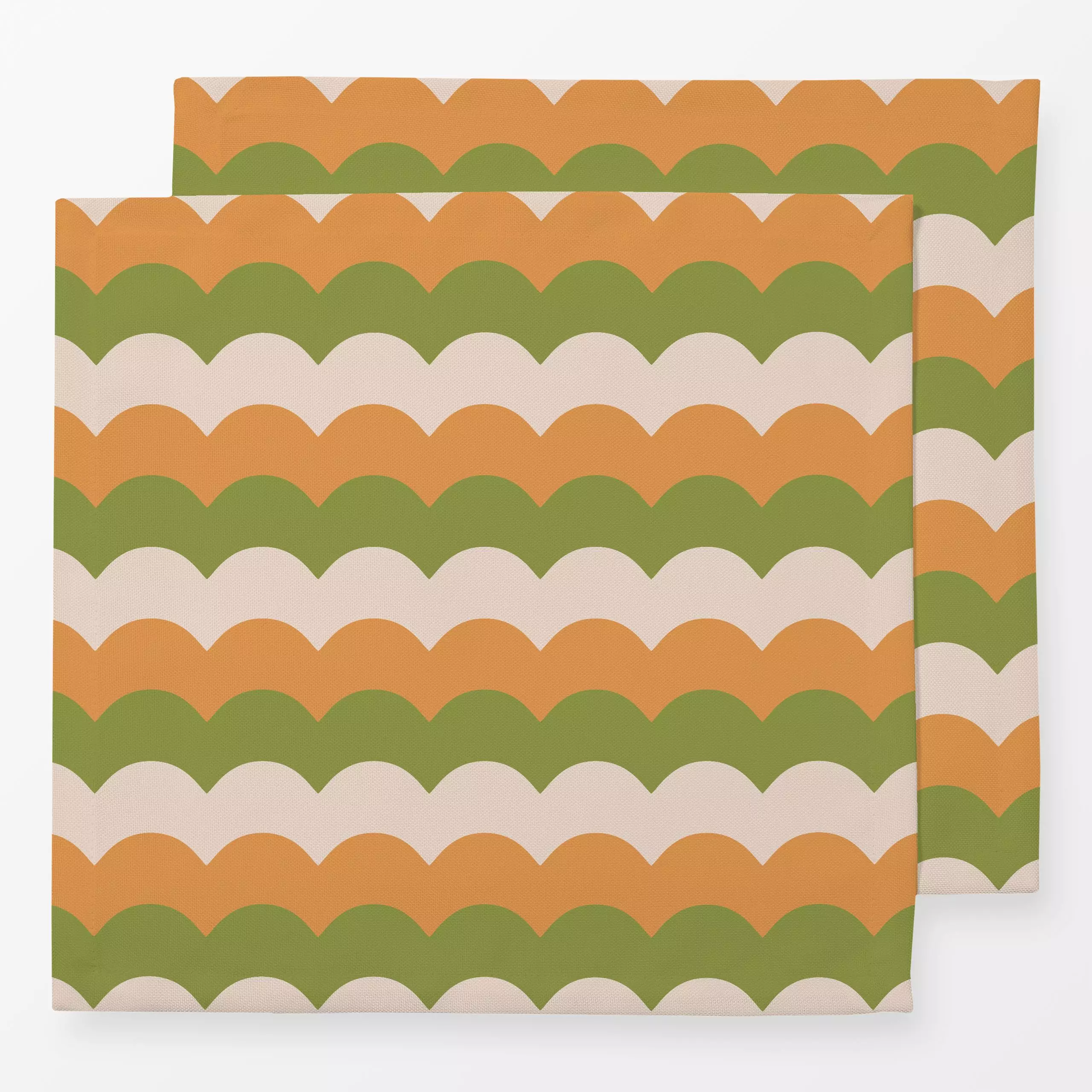 Servietten Retro Wellen Orange Grün - Herbst, Symbole & Muster - von „Mareen Heinz"; Retro, wellen, vintage, Herbst, organis...