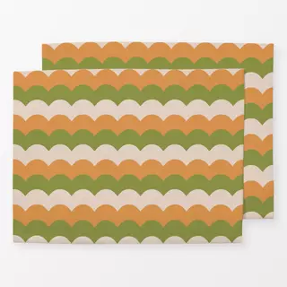 Tischset Retro Wellen Orange Grün