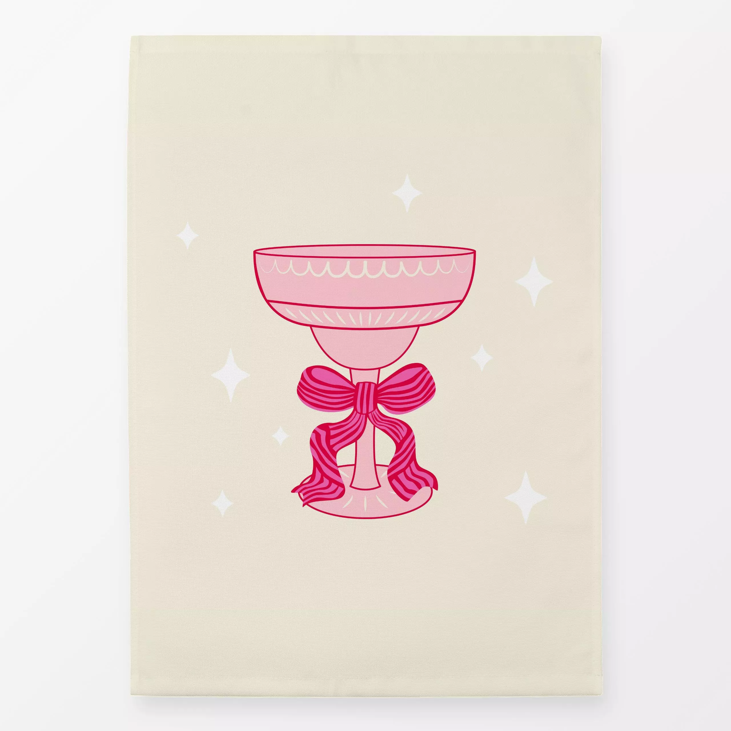 Geschirrtücher Cheerful Cocktail Glass - Weihnachten, Küche, Essen & Trinken, Anlässe - von „Karen Menzenbach"; rosa, Wein, ...