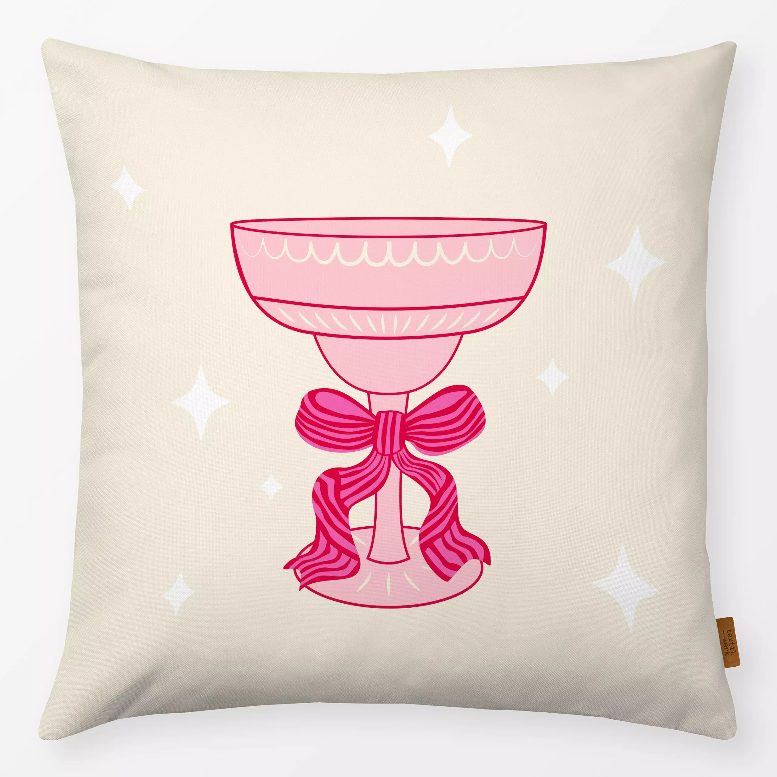 Kissen Cheerful Cocktail Glass - Weihnachten, Küche, Essen & Trinken, Anlässe - von „Karen Menzenbach"; rosa, Wein, Weihnach...