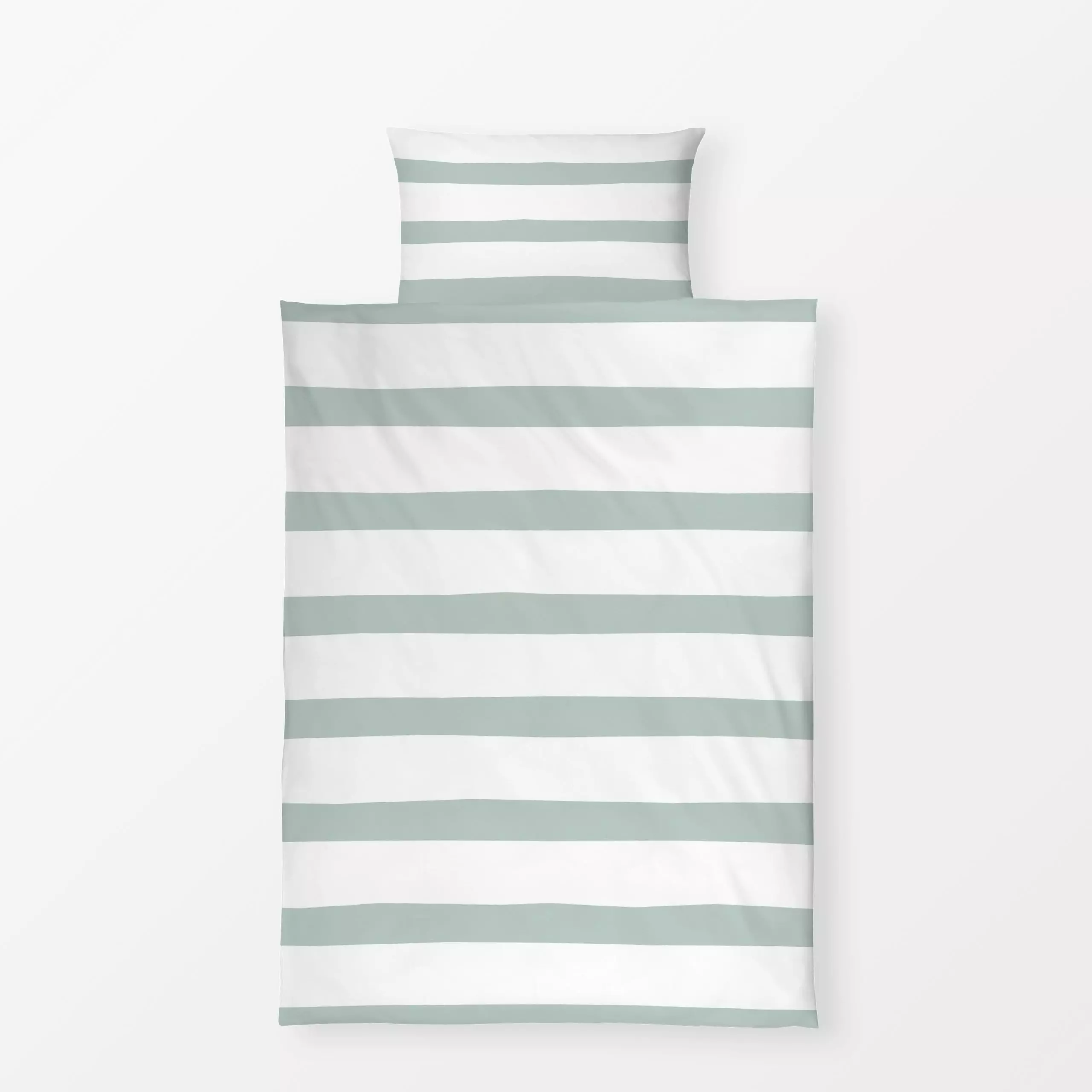 Bettwäsche Streifen grün - Symbole & Muster - von „Carolin Vonhoff"; Streifen, Sommer, Weiss, hell, minimalistisch, Fruehlin...