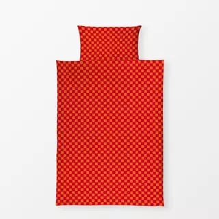 Bettwäsche Karo Liebe in rot & orange