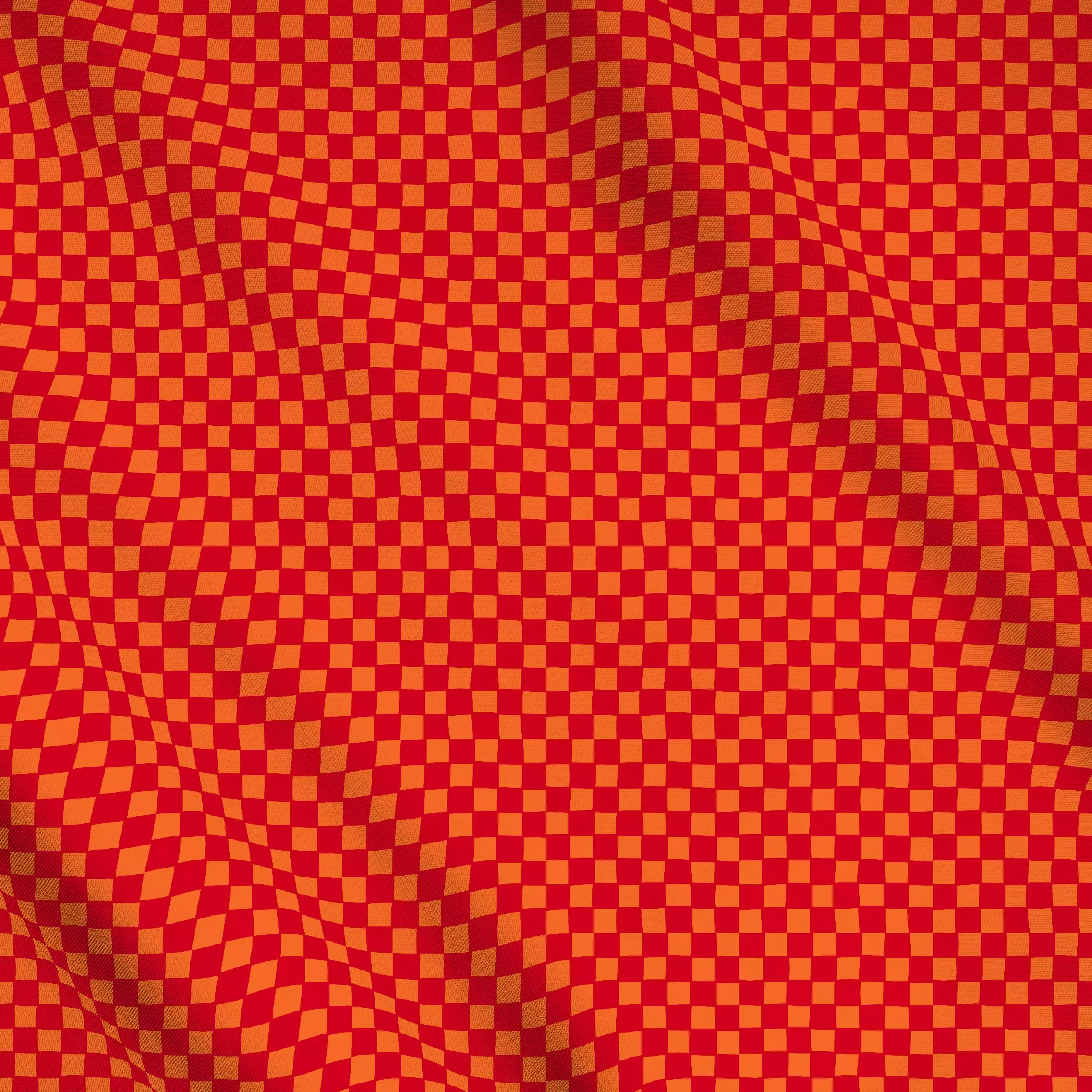 Meterware Karo Liebe in rot & orange - Symbole & Muster - von „Ursula Tücks"; Orange, modern, grafisch, Karo, rot, Karos, be...
