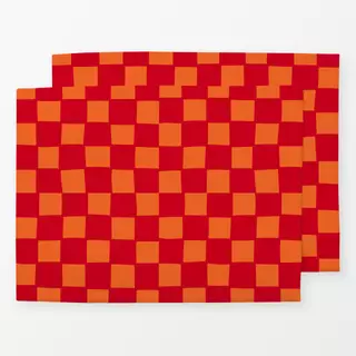 Tischset Karo Liebe in rot & orange