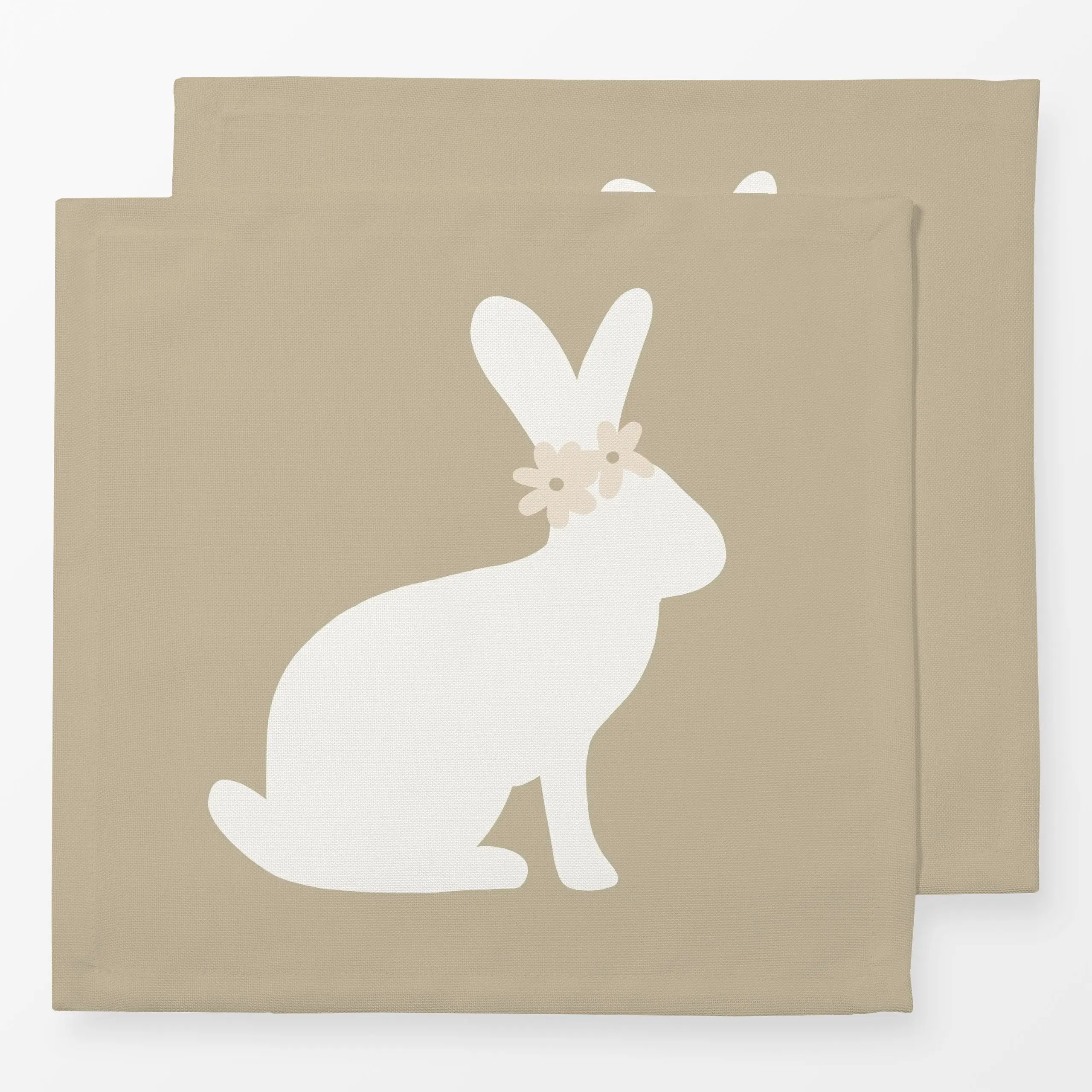 Servietten Hase Power Flower beige - Frühling, Tiere, Ostern - von „Julia Reyelt"; boho, Natur, minimal, Blumen, Hase, beige...