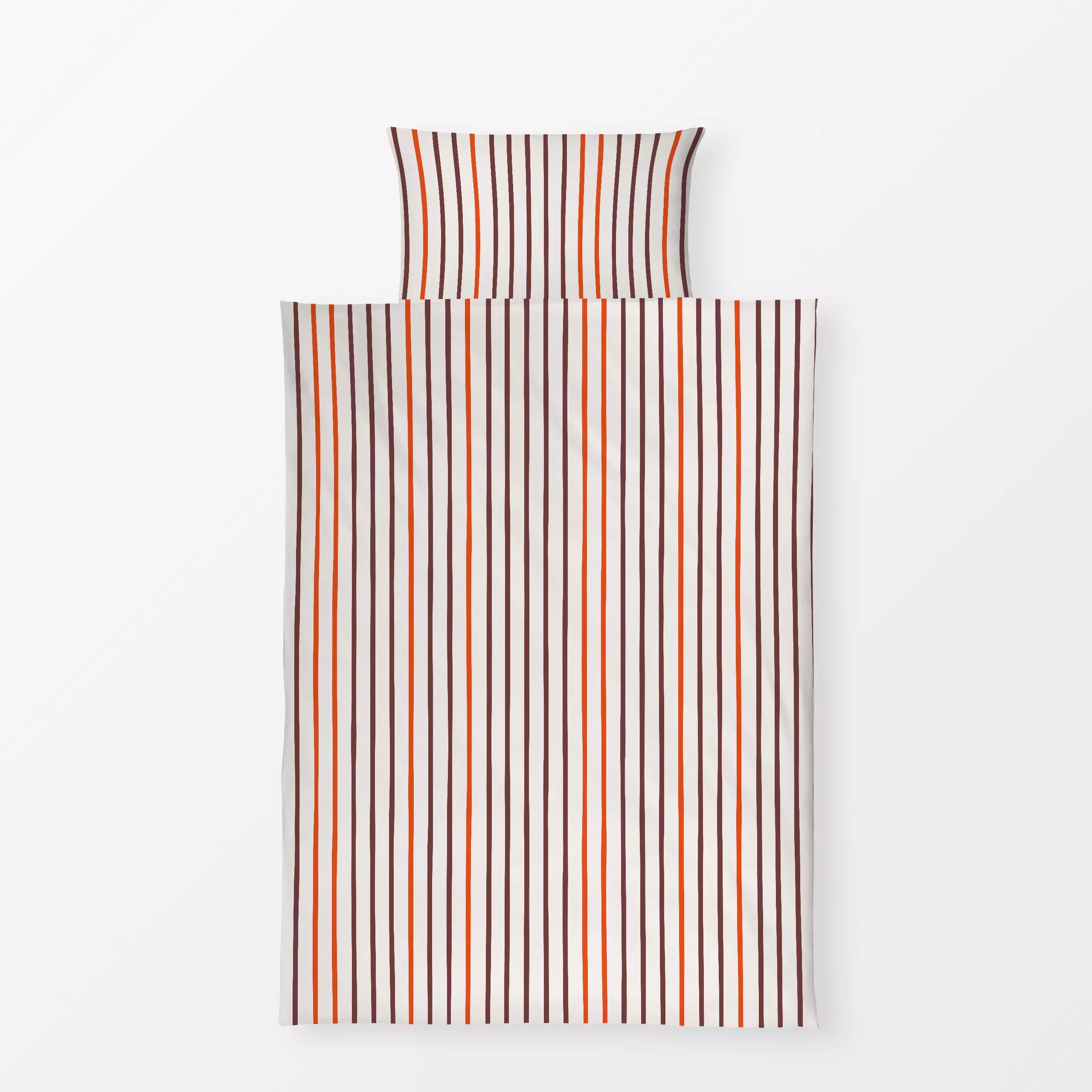 Bettwäsche Streifen Duo | beige-rot-braun - Weihnachten, Symbole & Muster, Anlässe - von „moDeern Design Studio"; Streifen, ...