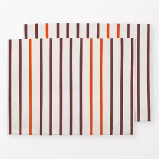 Tischset Streifen Duo | beige-rot-braun