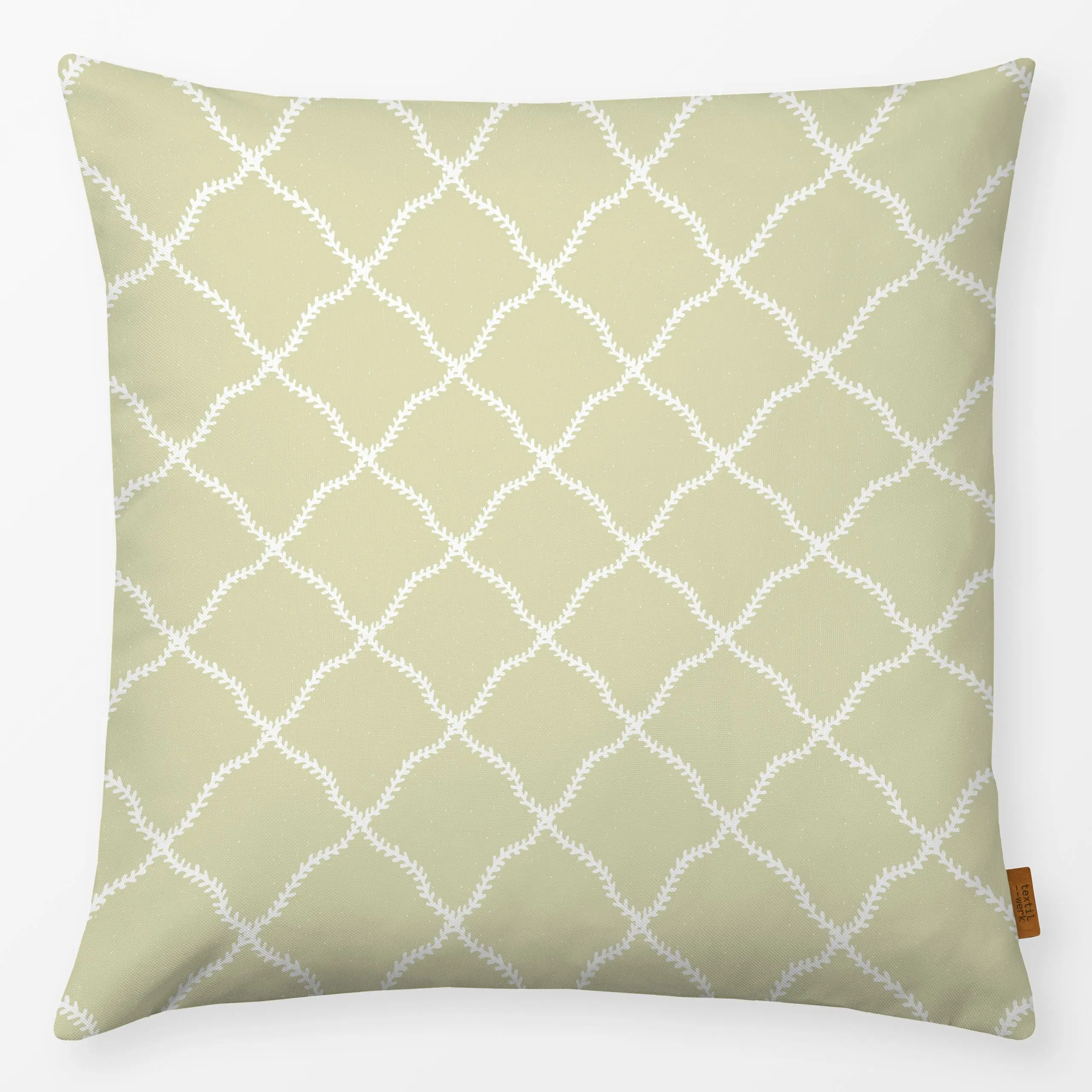 Kissen Vintage Vines Green - Symbole & Muster - von „Barlena"; vintage, country, minimalistic, Landhausstil, softminimal, co...