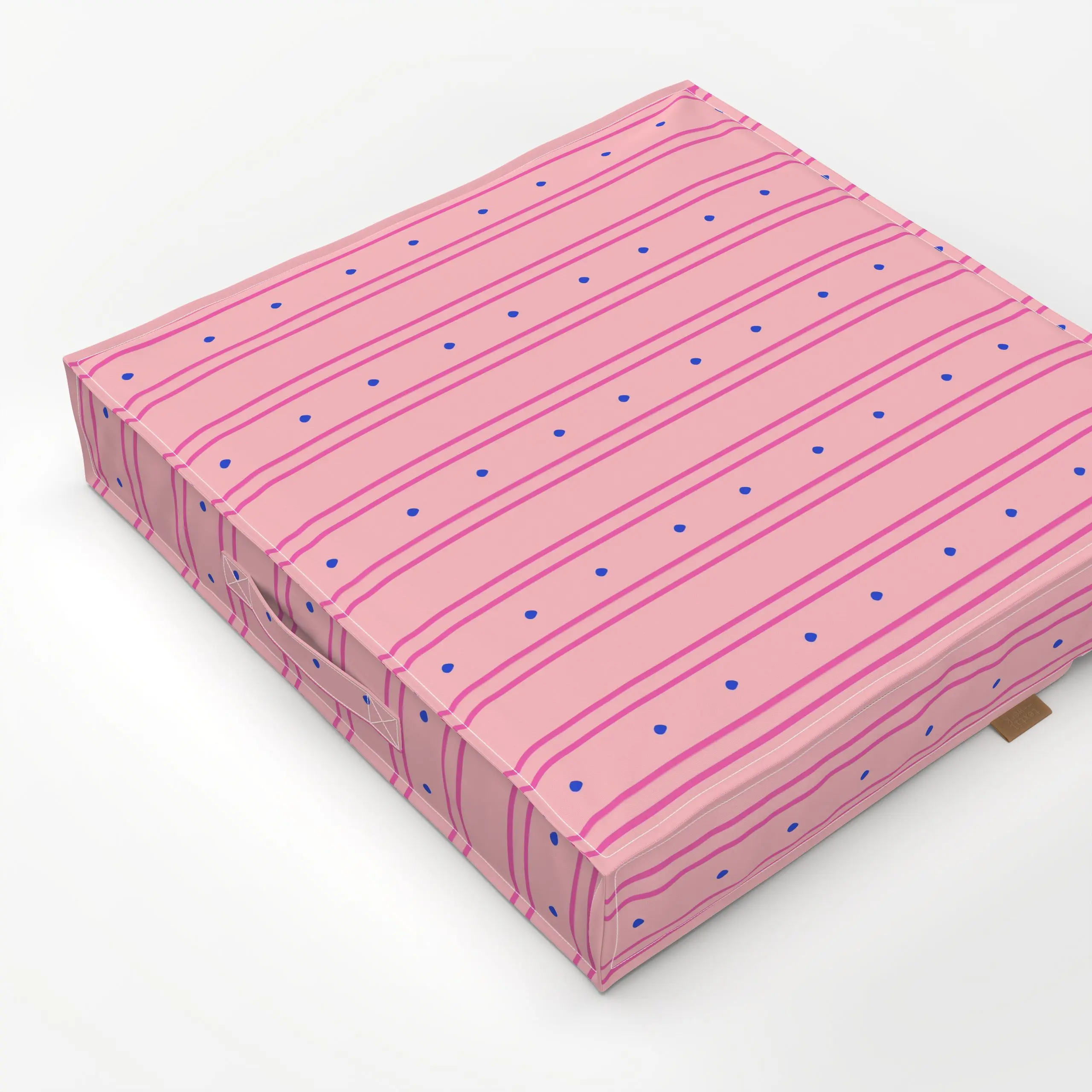 Bodenkissen COLORFUL STRIPES PINK - Symbole & Muster - von „Jana Moßmann"; Punkte, Dots, pink, pattern, farbenfroh, lines, g...