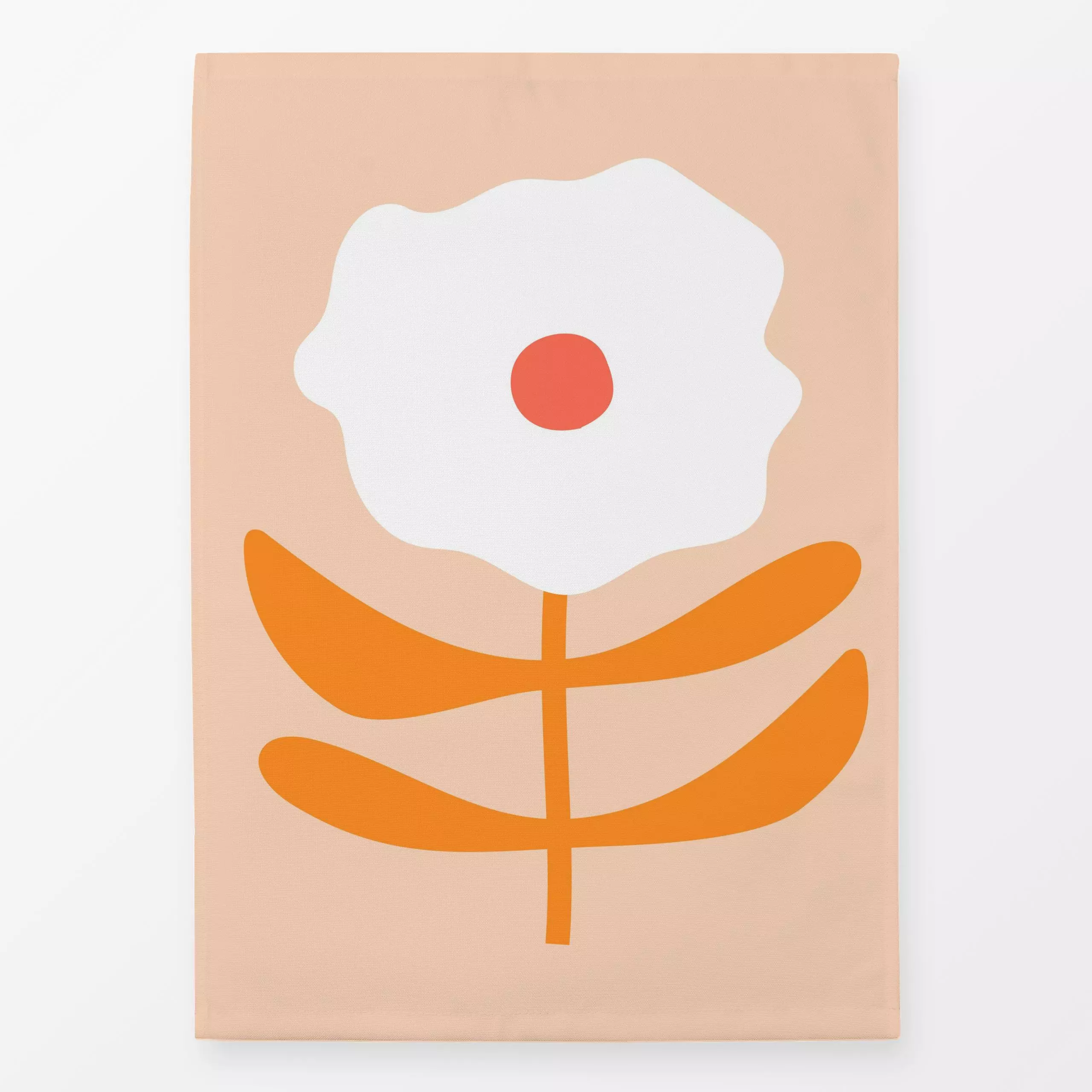Geschirrtücher Liva Flower White-Orange - Blumen & Florales, Sommer, Pflanzen & Botanik - von „Jana Driver"; Sommerblumen, f...