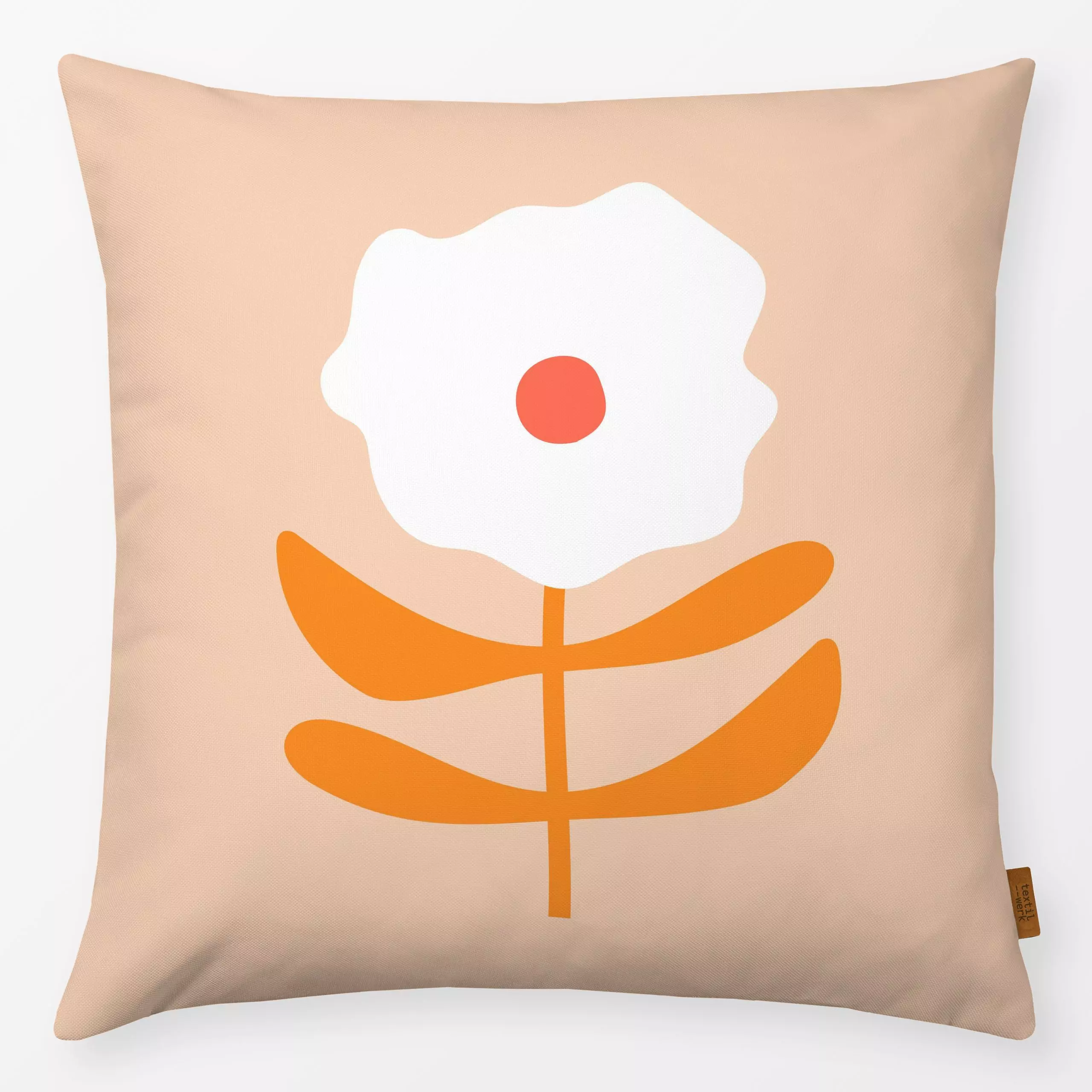 Kissen Liva Flower White-Orange - Blumen & Florales, Sommer, Pflanzen & Botanik - von „Jana Driver“; Sommerblumen, floral, s...