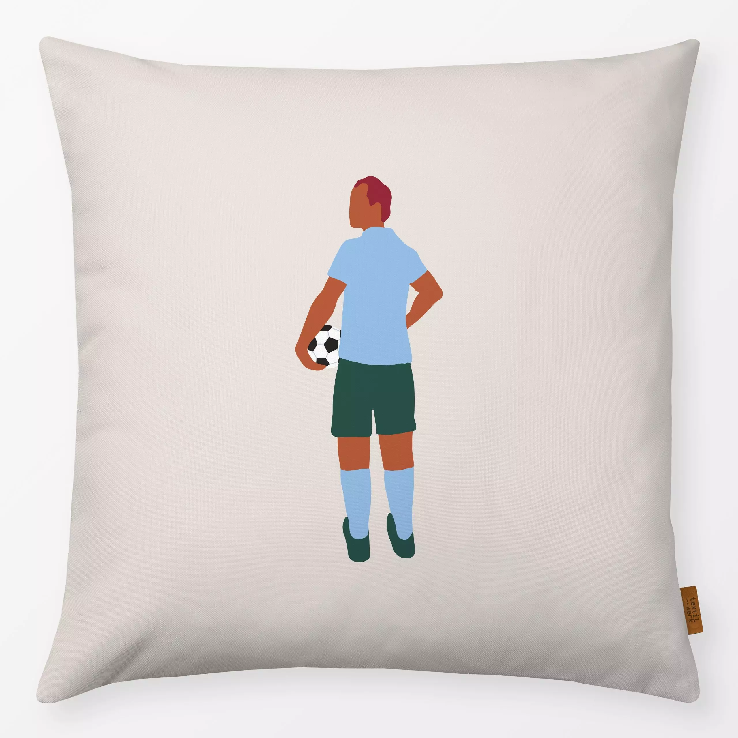 Kissen Fußball 6 - Sport, Anlässe - von „textilwerk“; Illustration, Geschenk, Sport, minimalistisch, schlicht, textilwerk, f...
