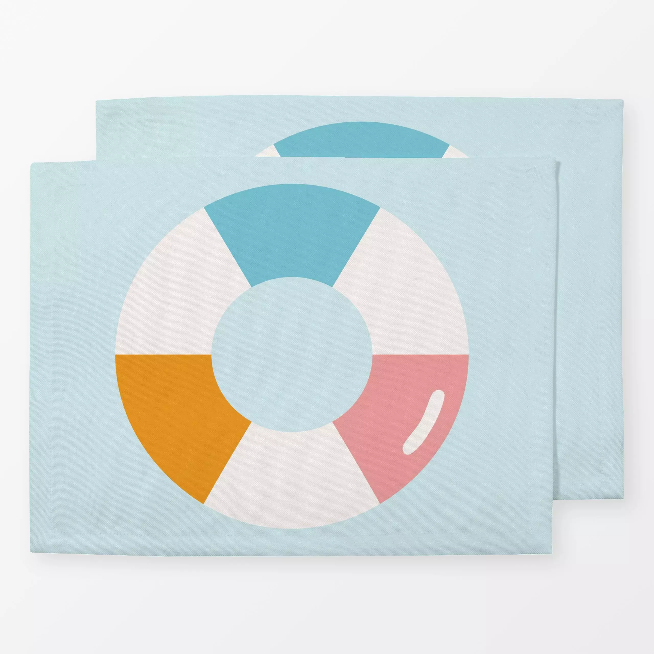 Tischset Schwimmring Wendekissen blau - Sommer, Sport, Symbole & Muster - von „Kathrin Woo"; Schwimmen, Sommer, hellblau, so...