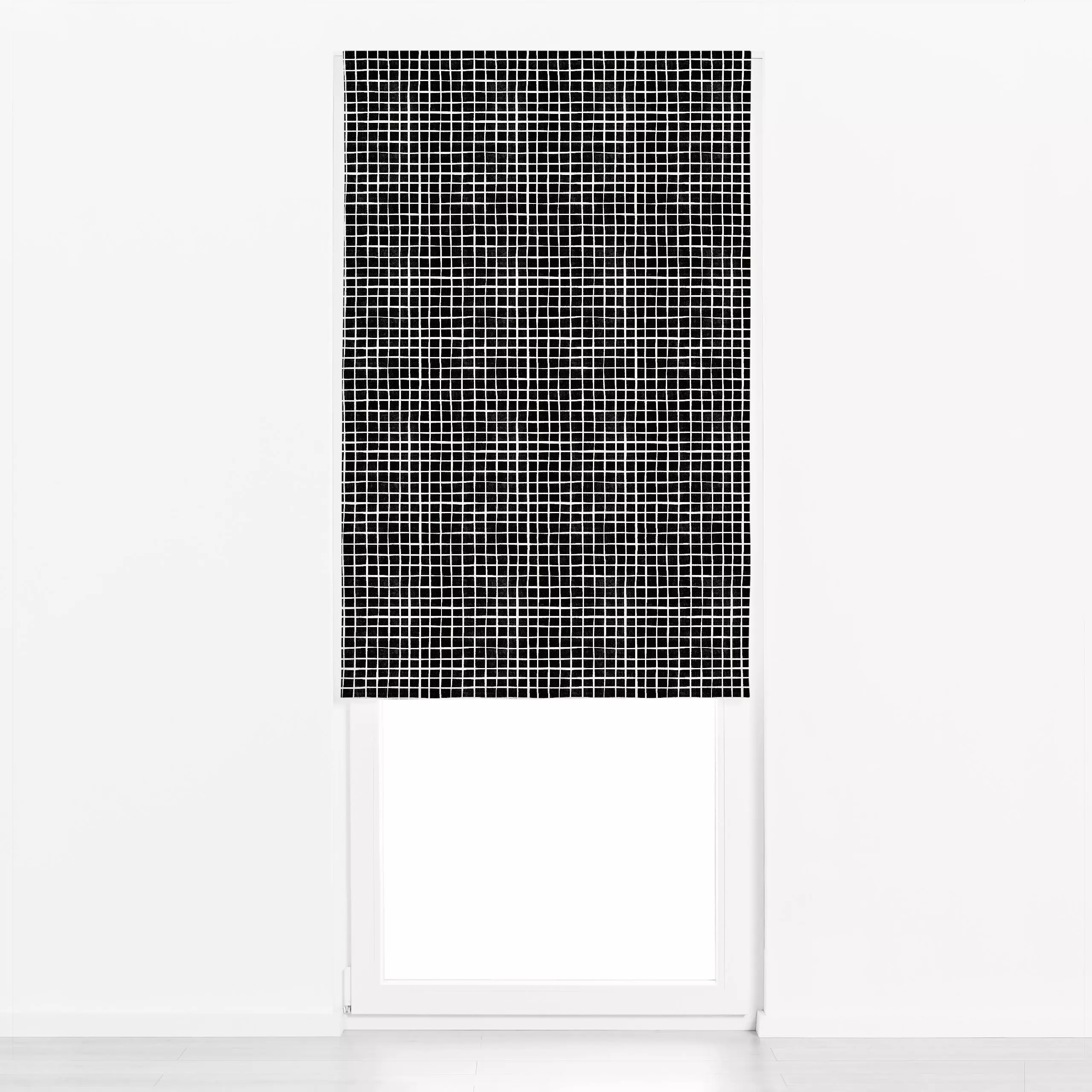 Raffrollo Karo schwarz - Symbole & Muster - von „Studio Kesse"; schwarz, minimal, abstrakt, Minimalismus, grafisch, Karo, Sc...