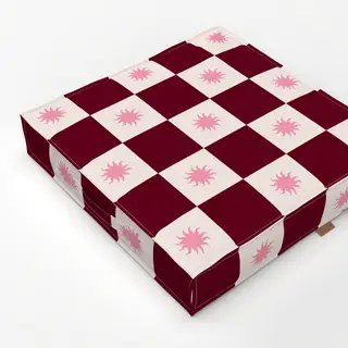 Bodenkissen Schachbrett Sonne Bordeaux