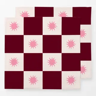 Servietten Schachbrett Sonne Bordeaux