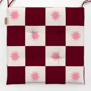 Sitzkissen Schachbrett Sonne Bordeaux