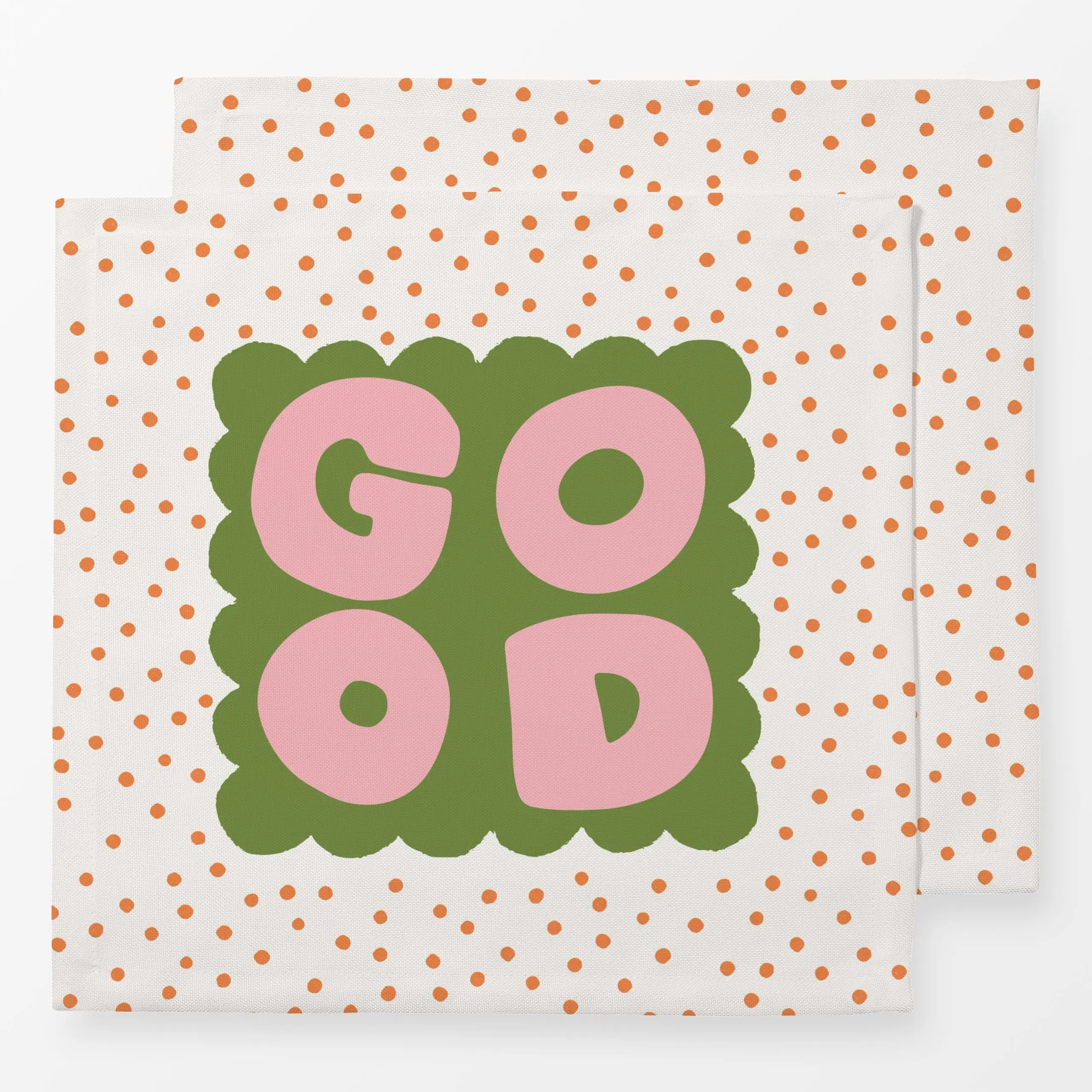 Servietten Good Dots grün - Frühling, Sommer, Symbole & Muster - von „Kruth Design"; Punkte, wellen, spruch, Spruchkissen, o...