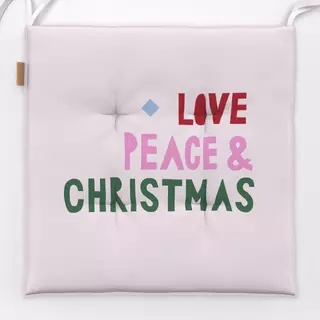 Sitzkissen Love Peace and Xmas hellrosa