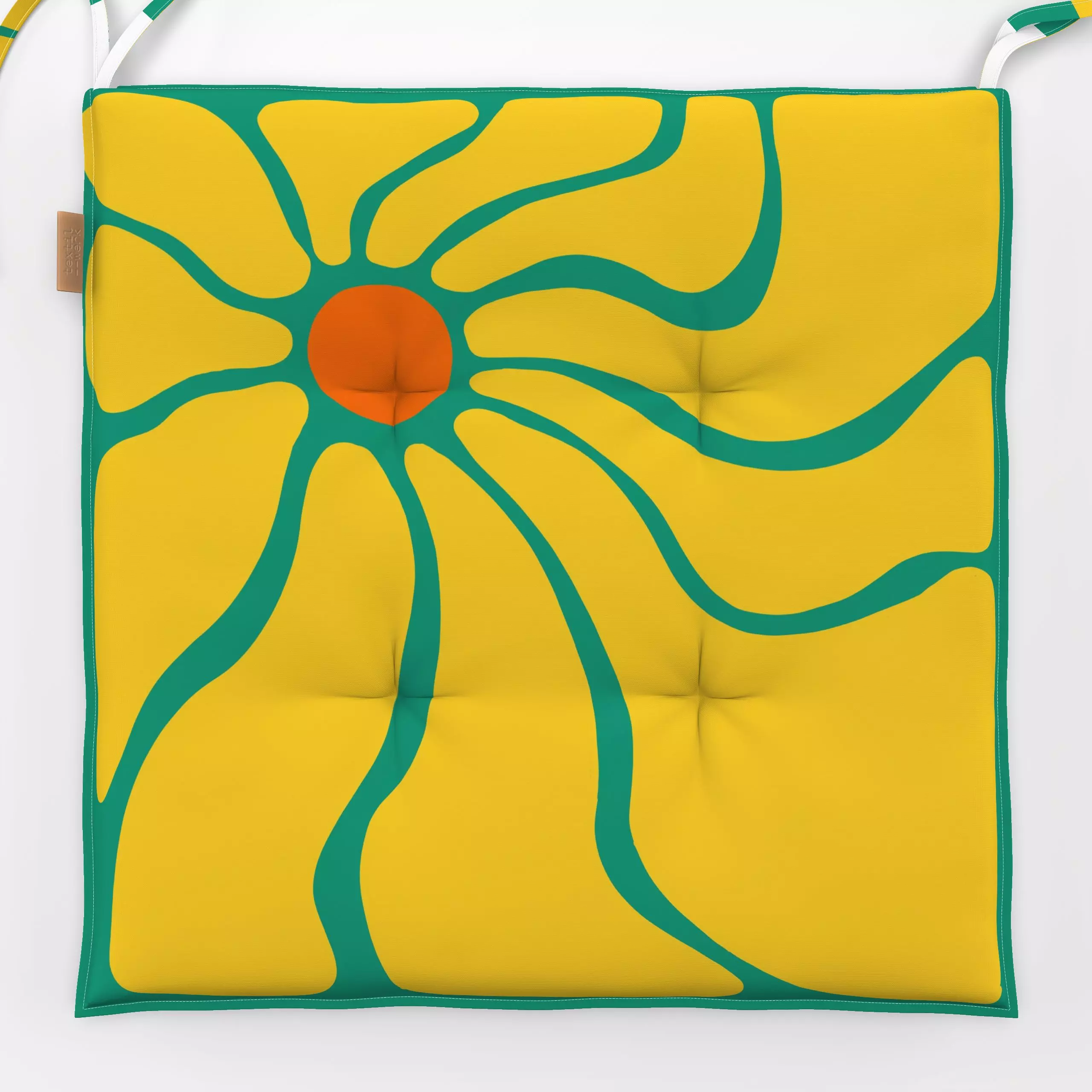 Sitzkissen Blooming Sun - Blumen & Florales, Sommer, Astronomie & Weltraum - von „textilwerk"; Illustration, Sonne, Sommer, ...