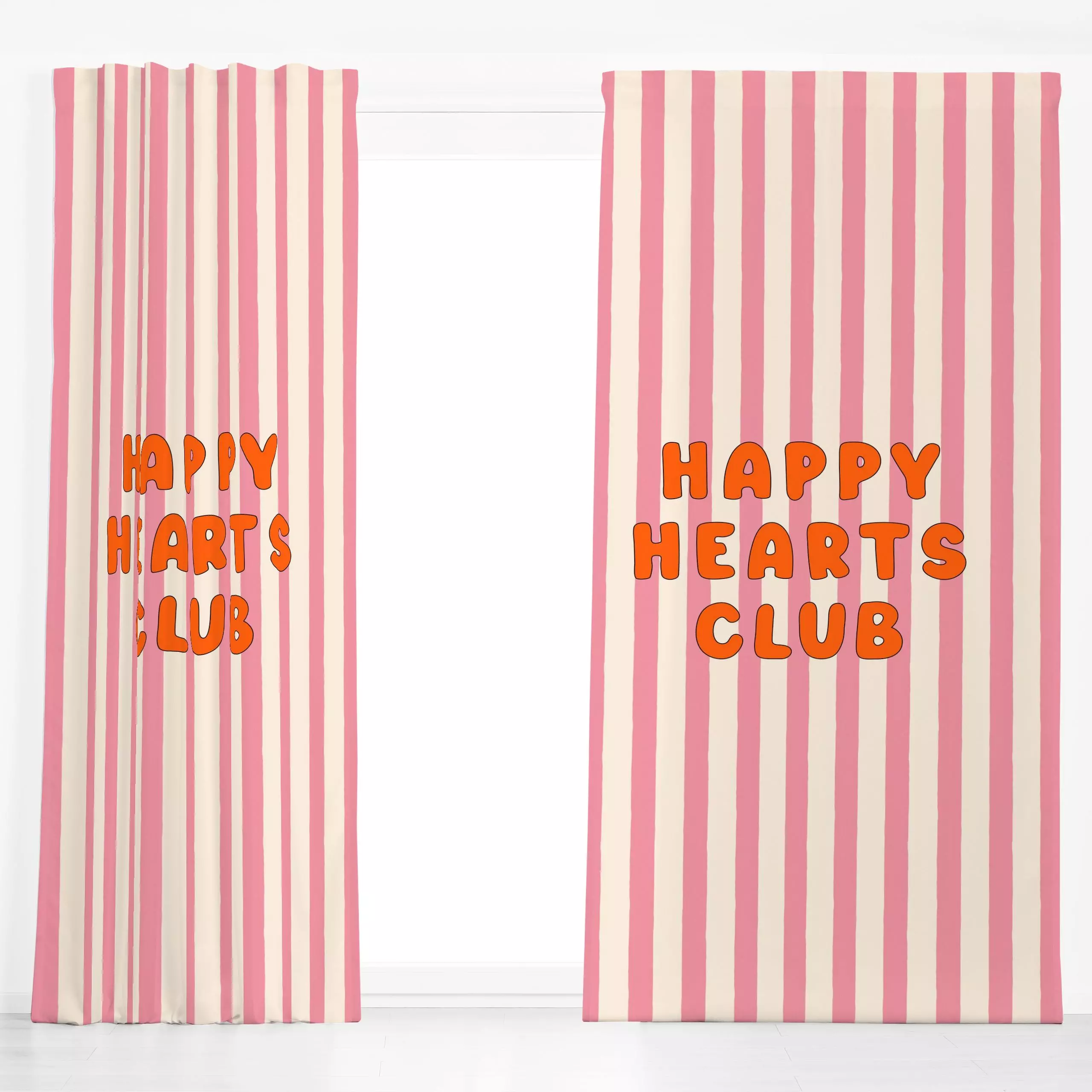 Dekovorhang Happy Hearts Club - Kinderzimmer & Motive für Kinder, Liebe, Romantik & Pride, Sprüche & Schriftzüge - von „Mare...