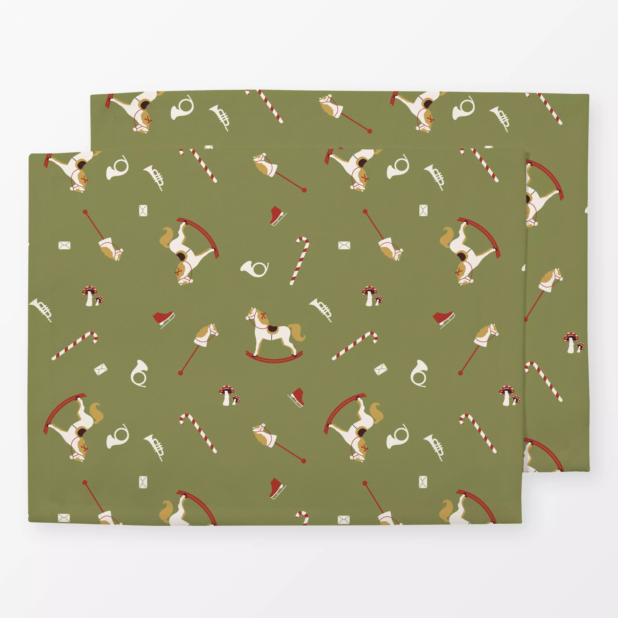Tischset Christmas Pattern Toys - Tiere, Winter - von „Jana Moßmann"; Zuckerstange, weihnachtlich, pattern, pilze, schlittsc...