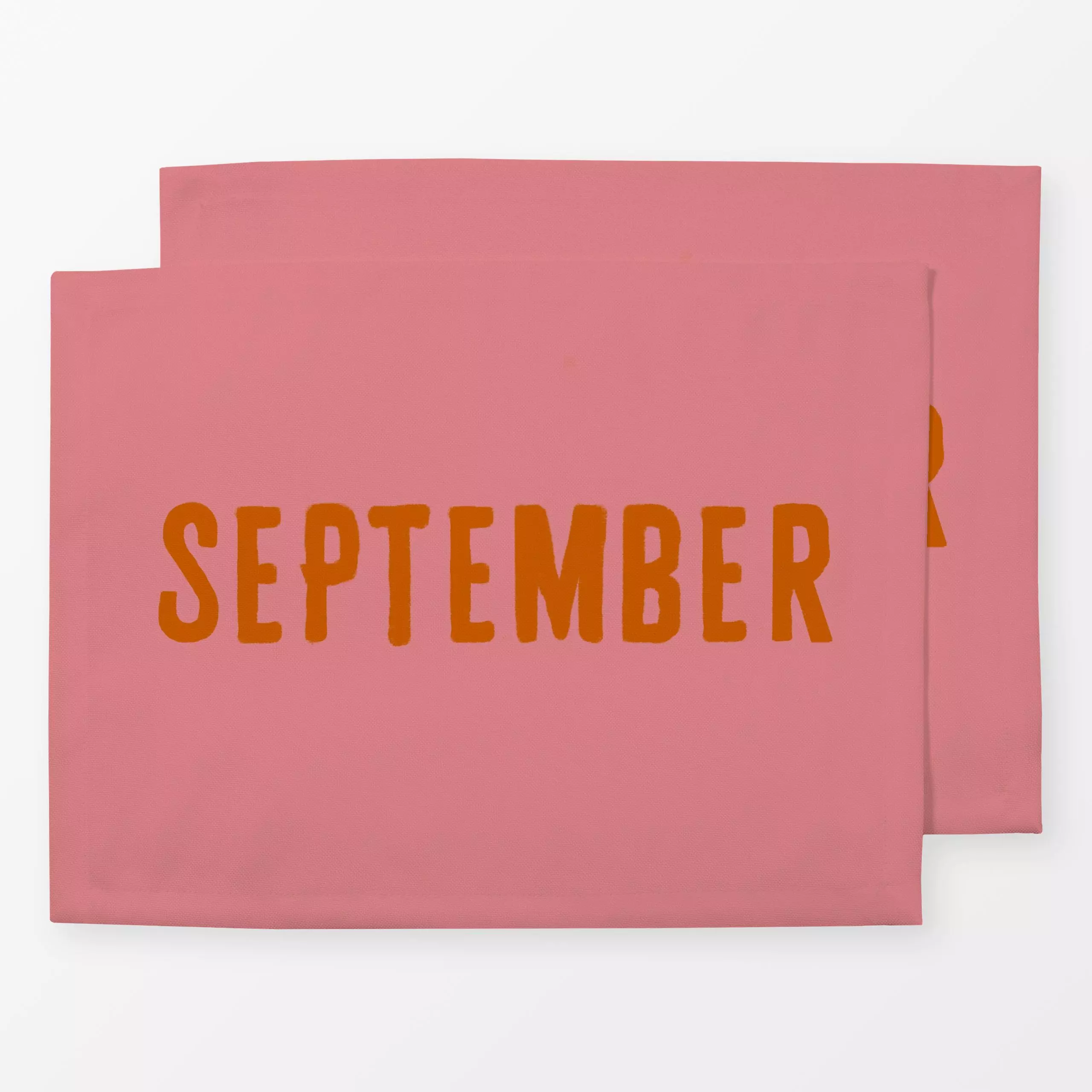 Tischset September Pink Orange - Herbst, Sprüche & Schriftzüge - von „Alisa Knöß"; typografie, Herbstdeko, farbenfroh, schri...