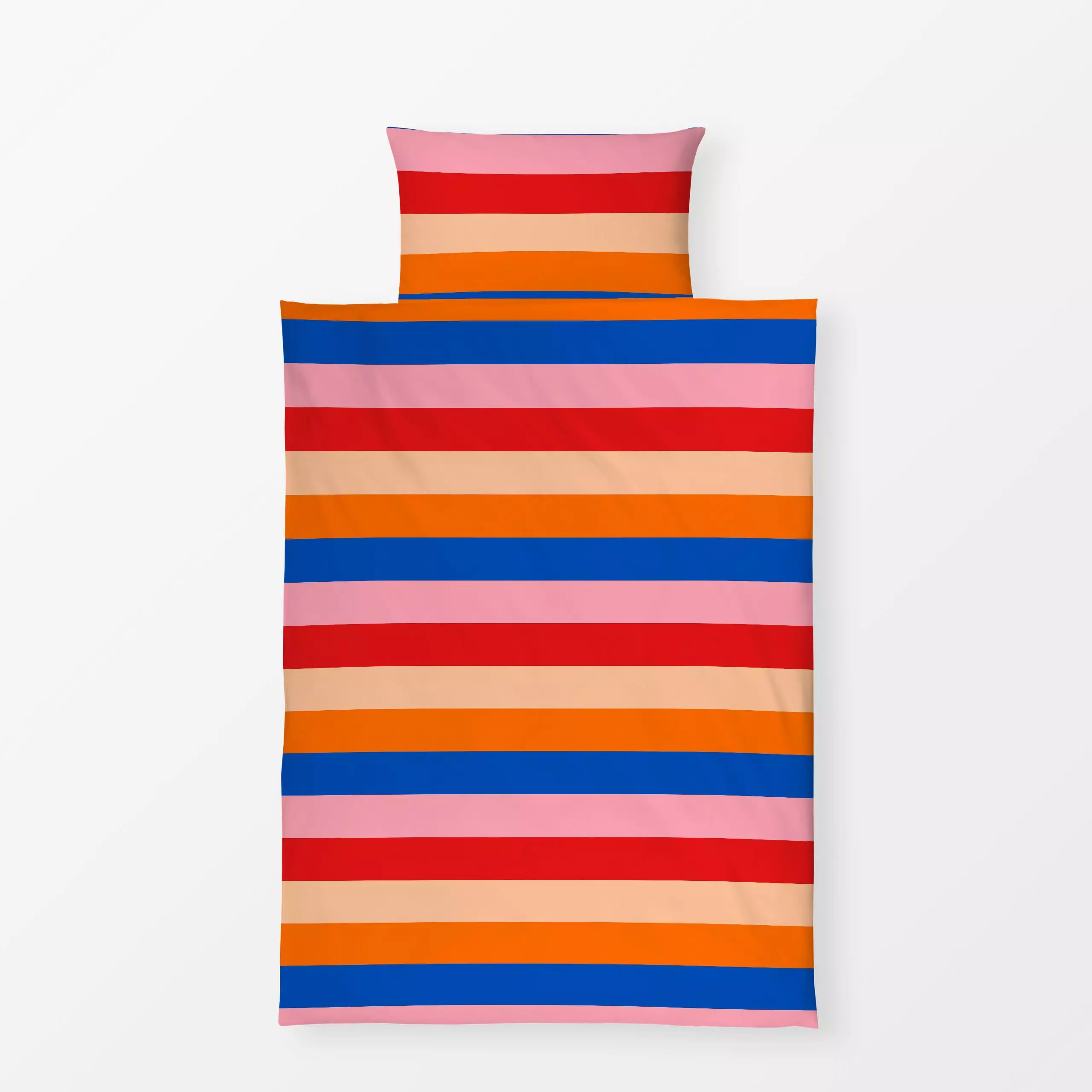 Bettwäsche Blockstreifen Sommer - Symbole & Muster - von „Kerstin Ax"; Streifen, Orange, Sommer, blau, rot, gestreift, colou...