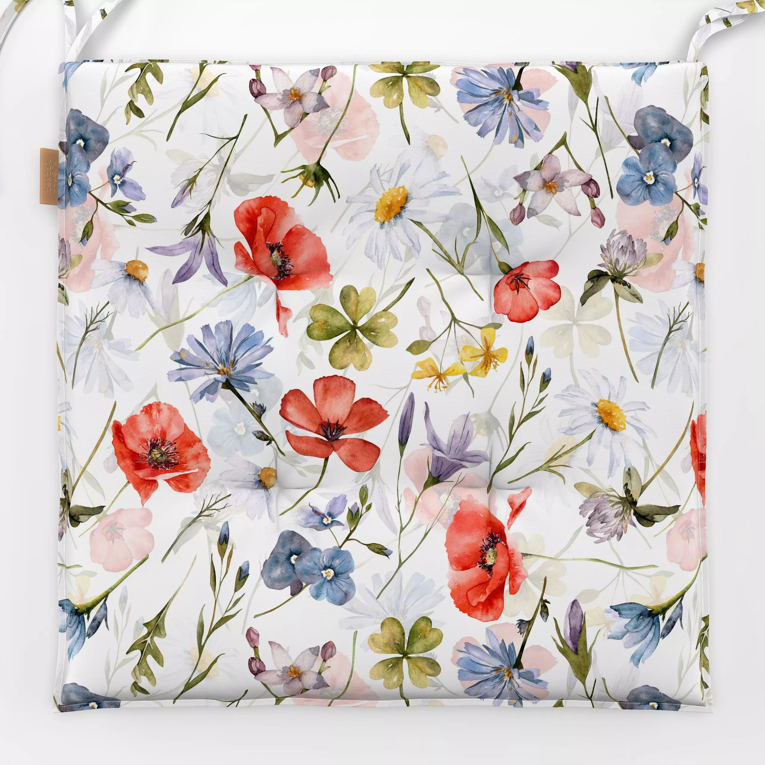 Sitzkissen Sommer Blumen Wiese - Blumen & Florales, Sommer - von „Uta Naumann"; Muster, Wasserfarben, skandinavisch, Blumen,...