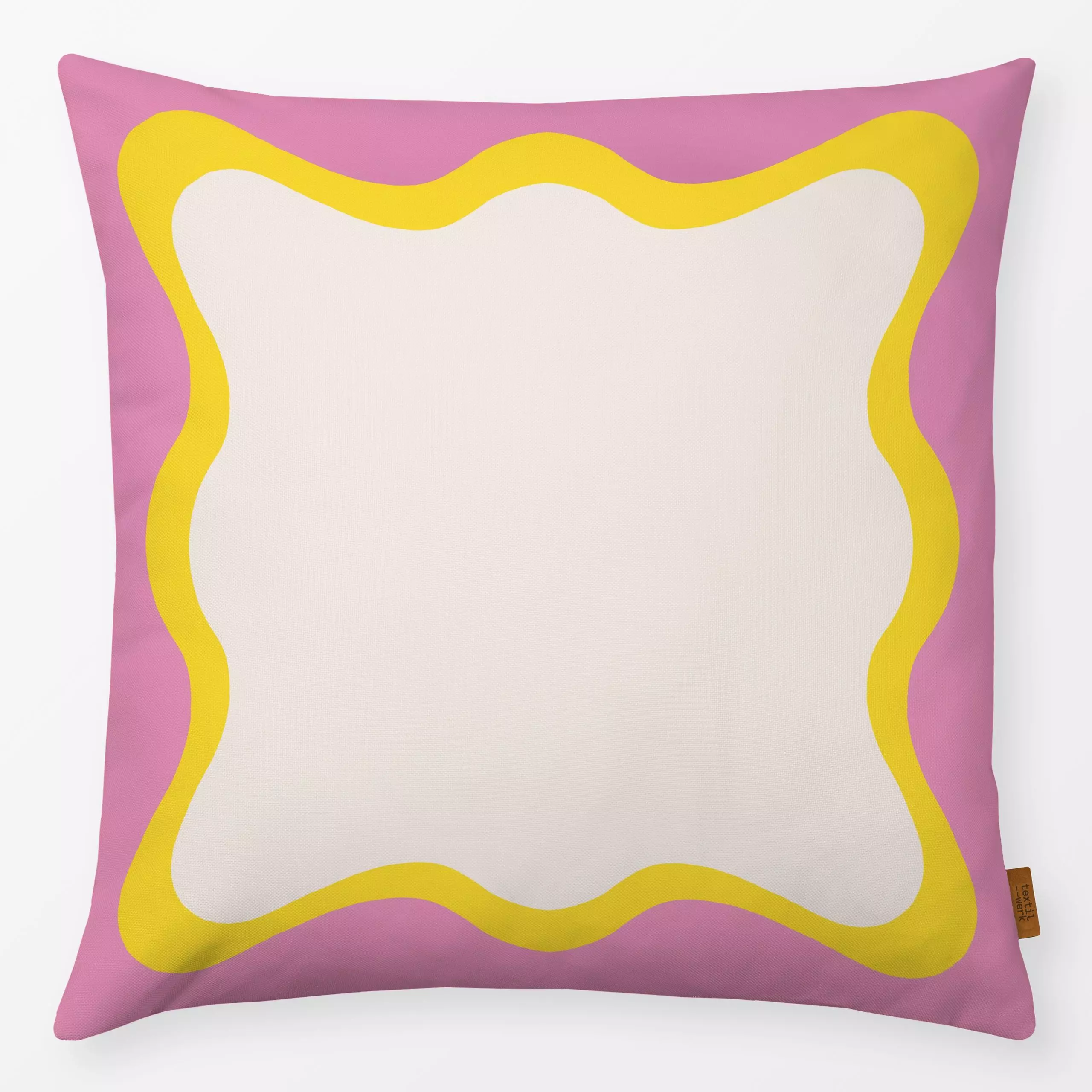Kissen Welle Gelb Pink - Symbole & Muster - von „Sophie Augustin Illustration"; Gardinen, modern, grafisch, Welle, Esstisch,...