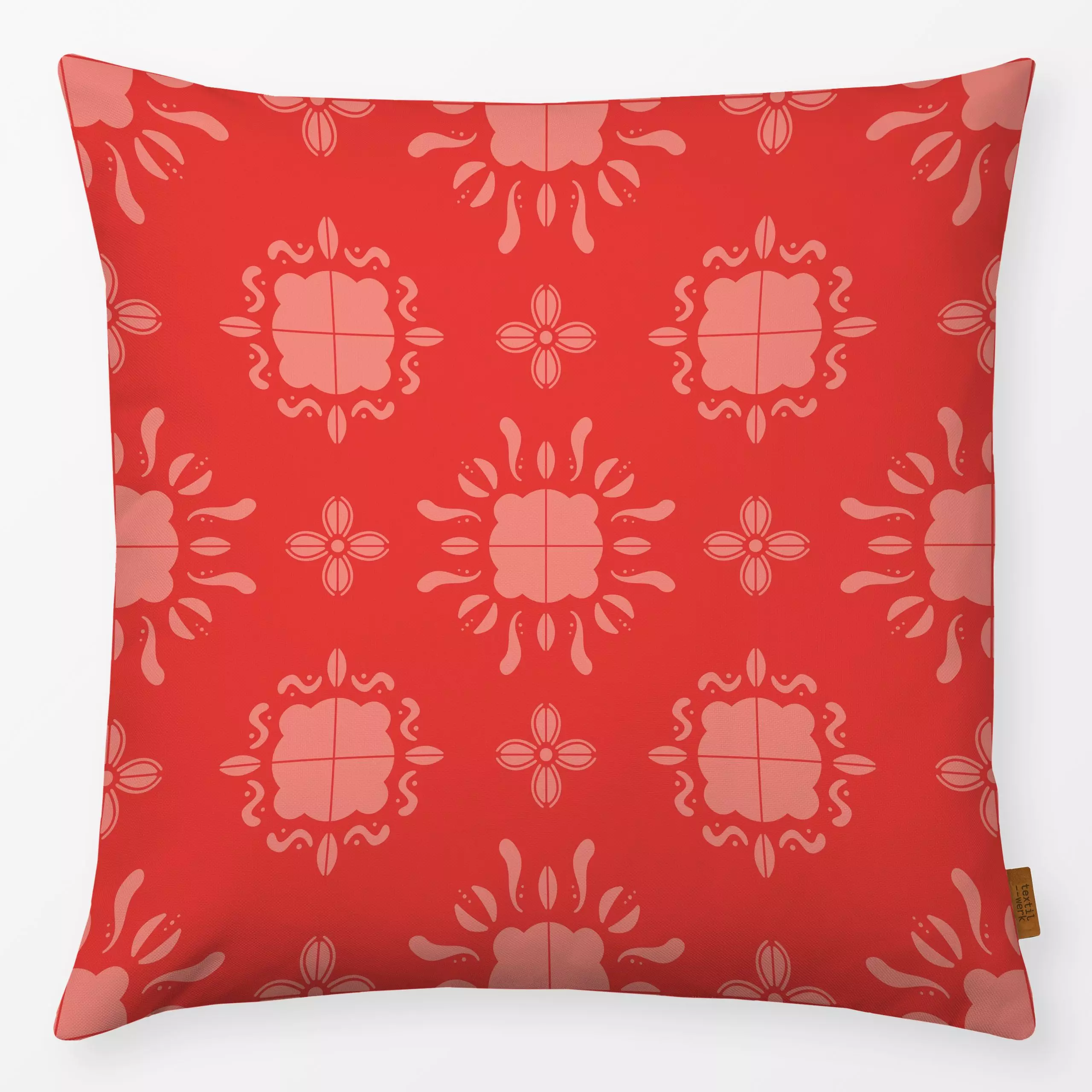 Kissen Azulejos Rojos - Sommer, Symbole & Muster - von „Karen Menzenbach"; rosa, Kissen, Sommer, Urlaub, summer, Sommerlich,...