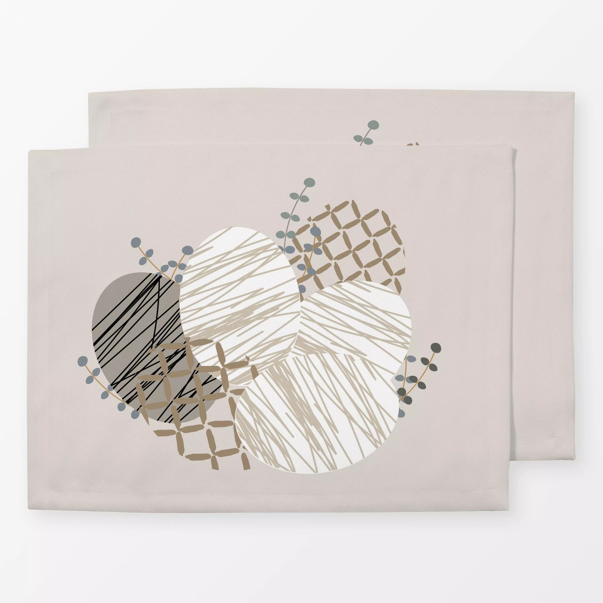 Tischset Ostereier Gestrichelt - Frühling - von „Alisa Knöß"; skandinavisch, Eukalyptus, beige, modern, FroheOstern, Osterde...