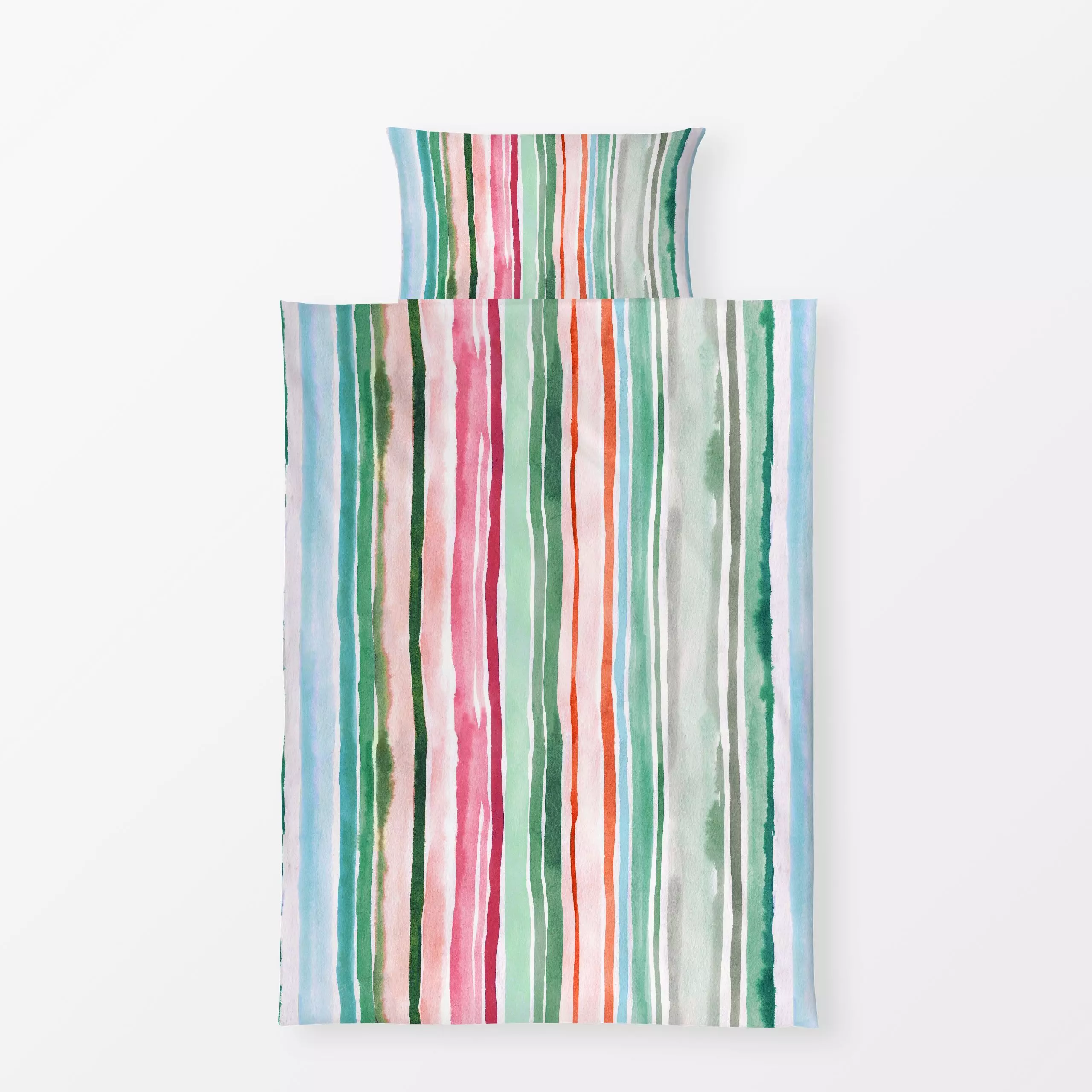 Bettwäsche Watercolor Stripes Summer - Frühling, Sommer, Symbole & Muster - von „Ninola Design "; Aquarell, Linien, Streifen...