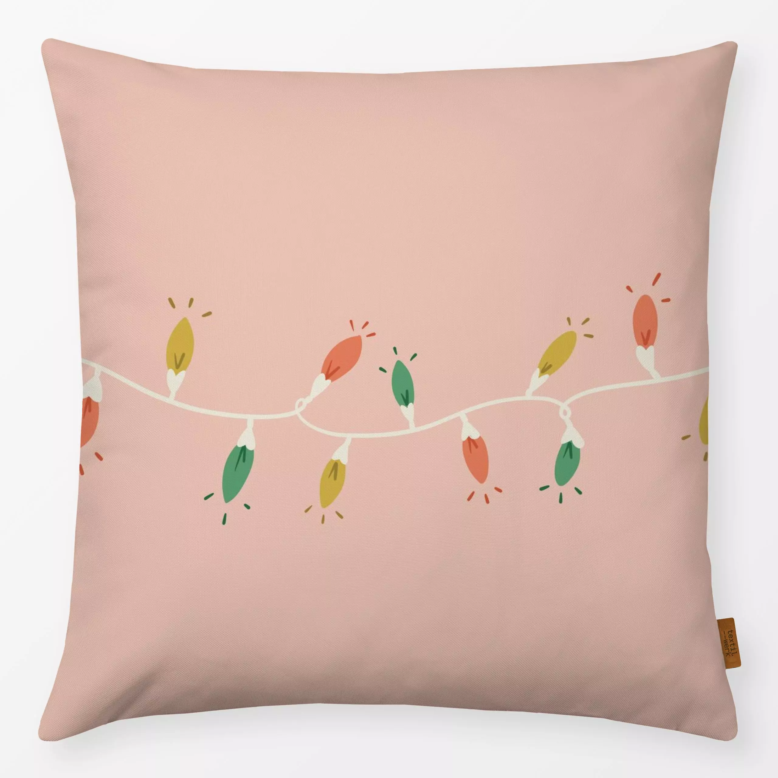 Kissen Lichterkette Rosa - Weihnachten, Anlässe - von „DEINKI"; Weihnachten, weihnachtlich, Weihnachtsdeko, lichterkette