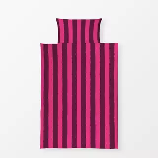 Bettwäsche Wellen Streifen weinrot Pink